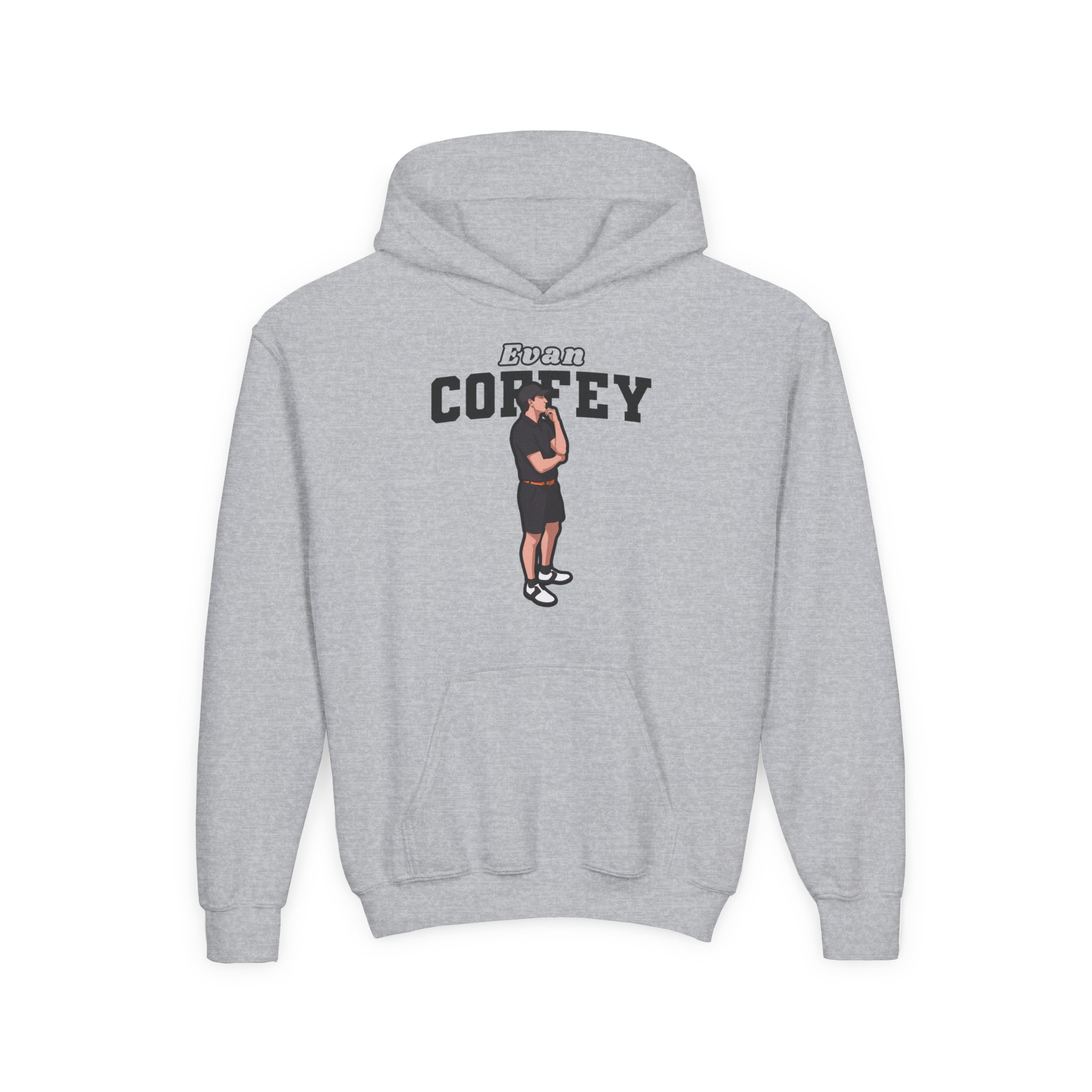 Youth Hoodie — character_name_arch in Grey