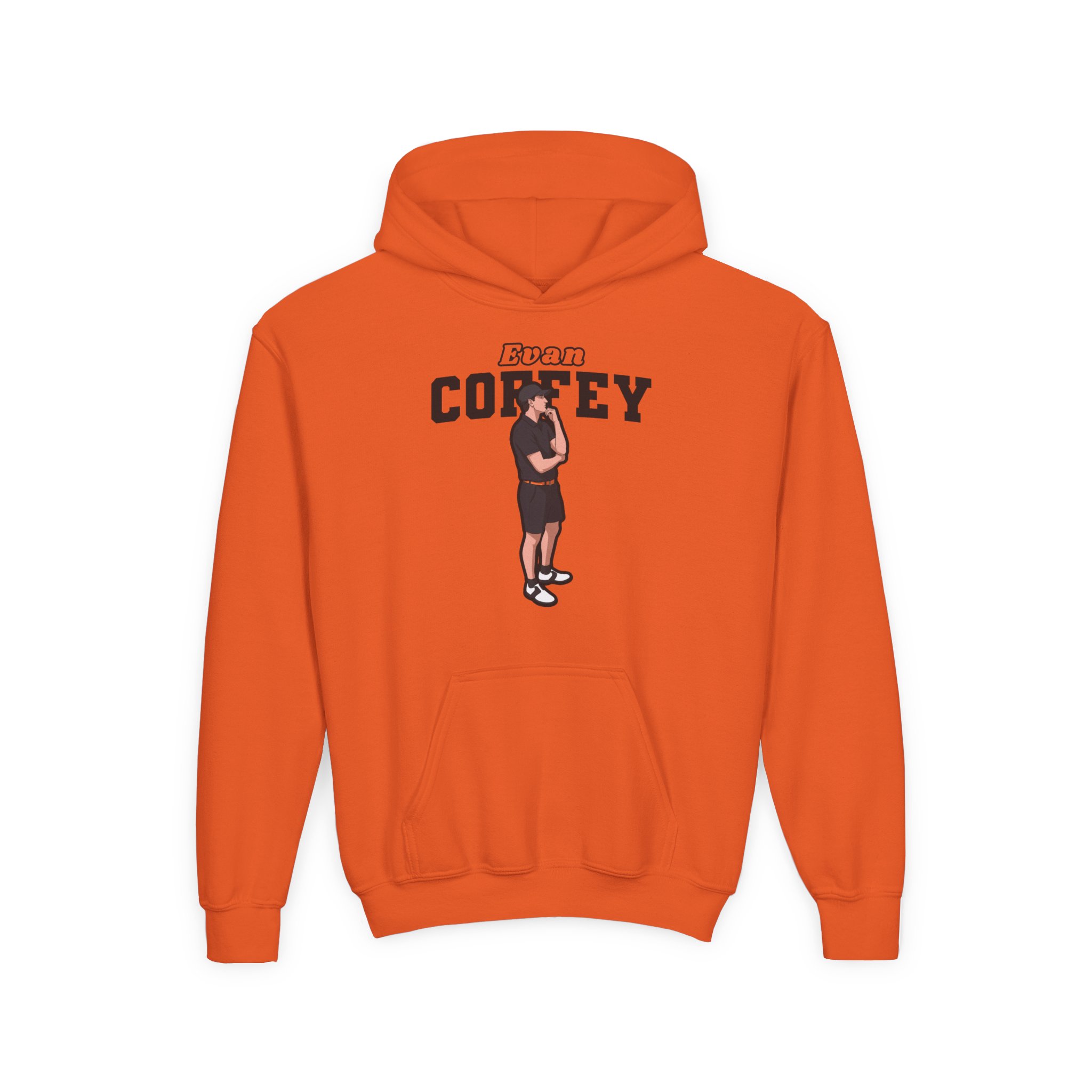 Youth Hoodie — character_name_arch in Orange