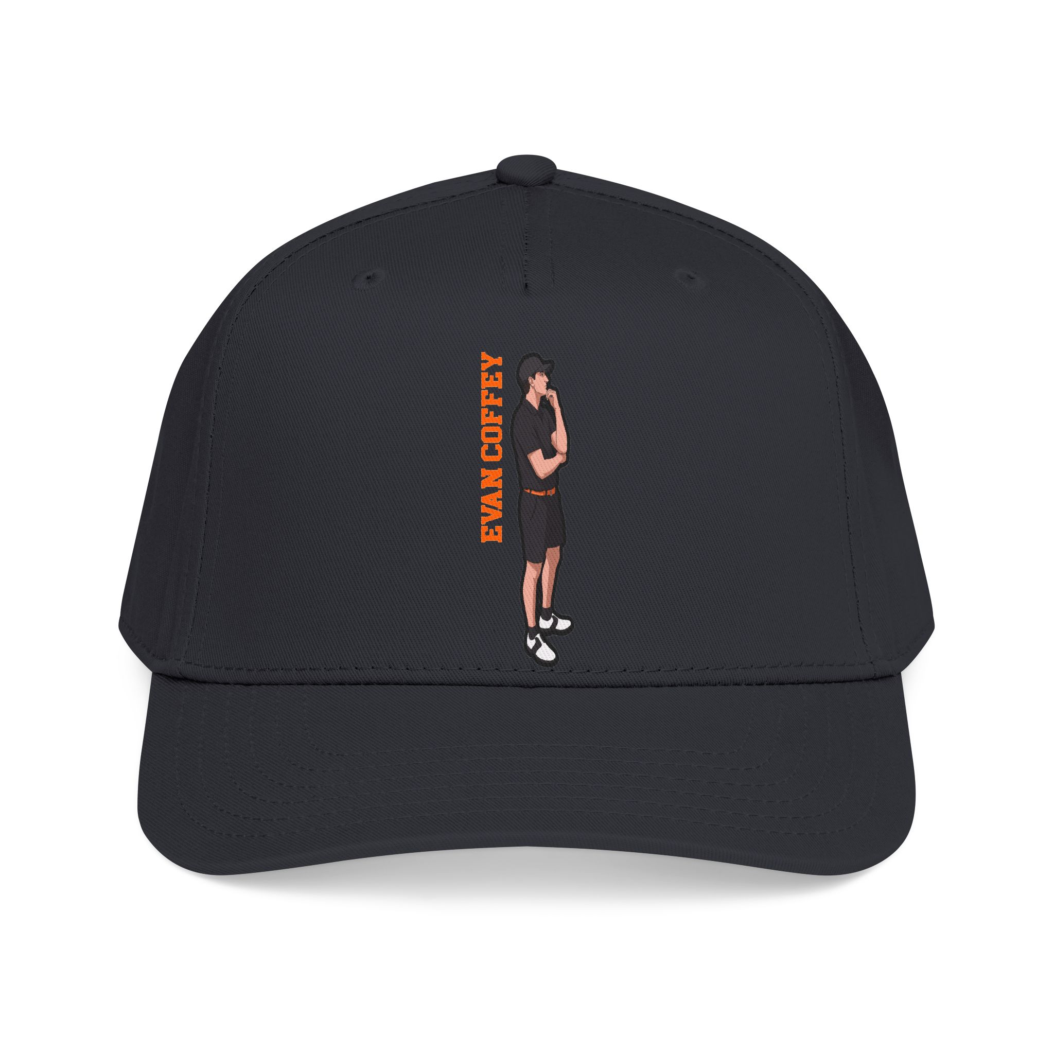 Baseball Cap — character_name_vertical in Black