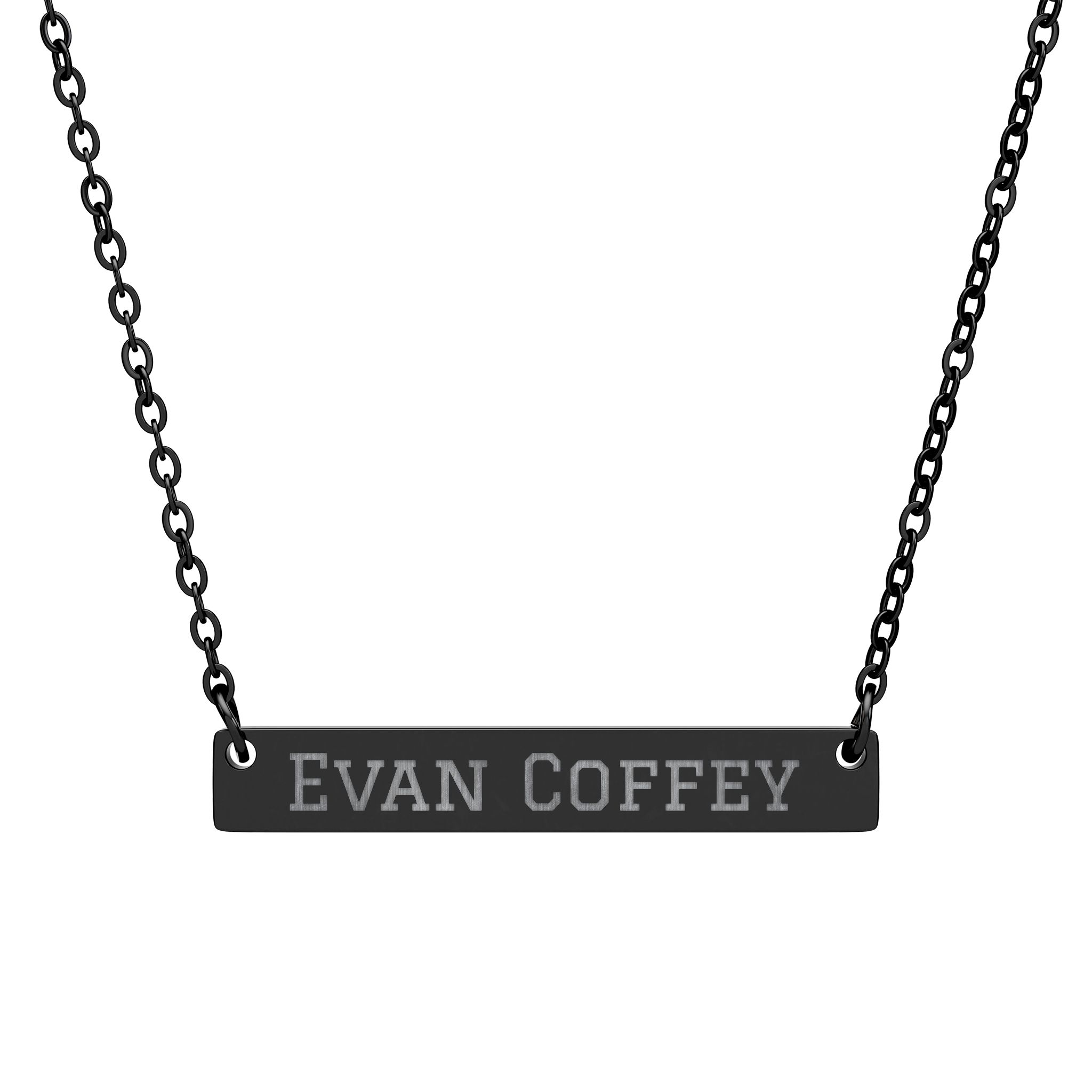 Engraved Bar Necklace — Classic in Black