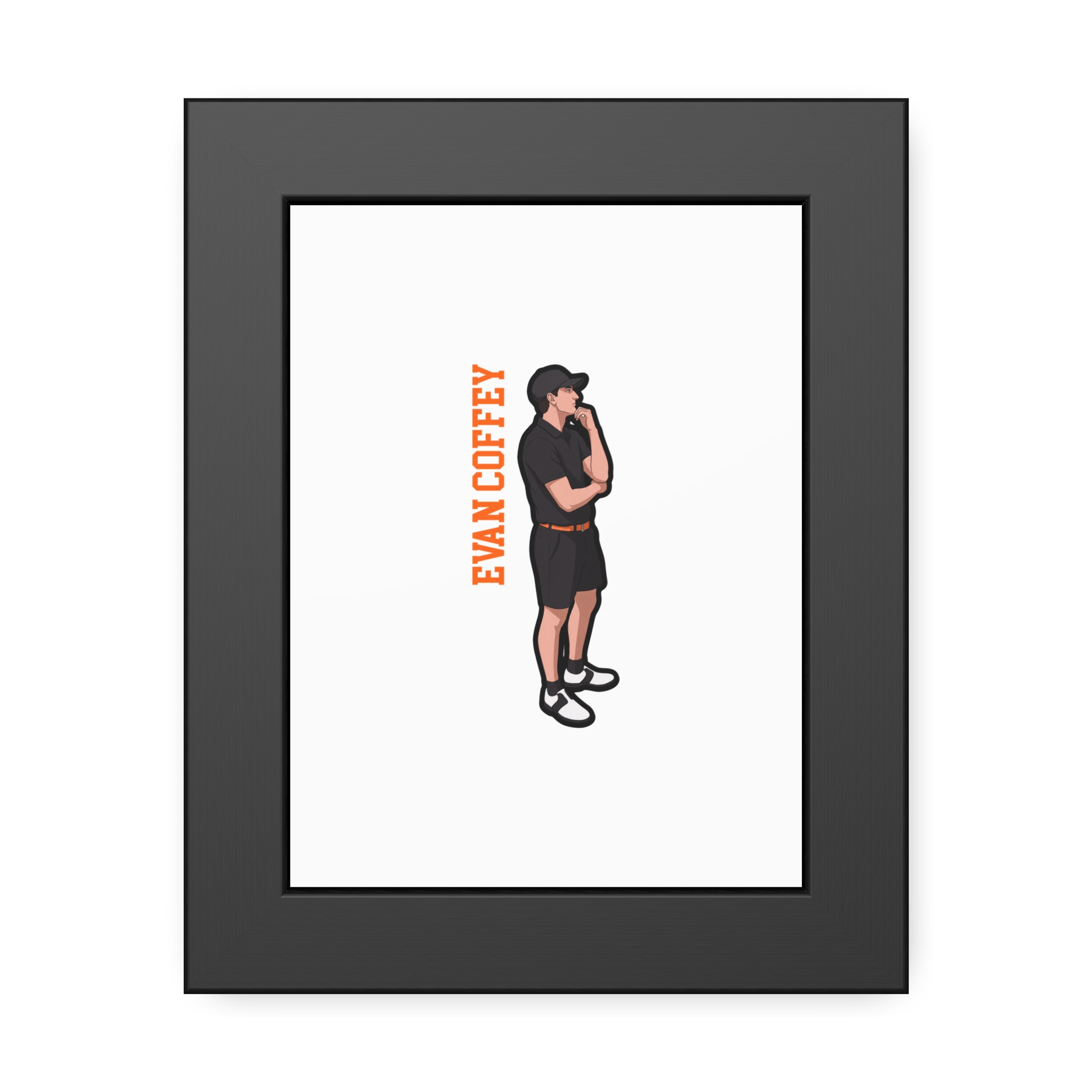 Framed Poster — character_name_vertical in Black