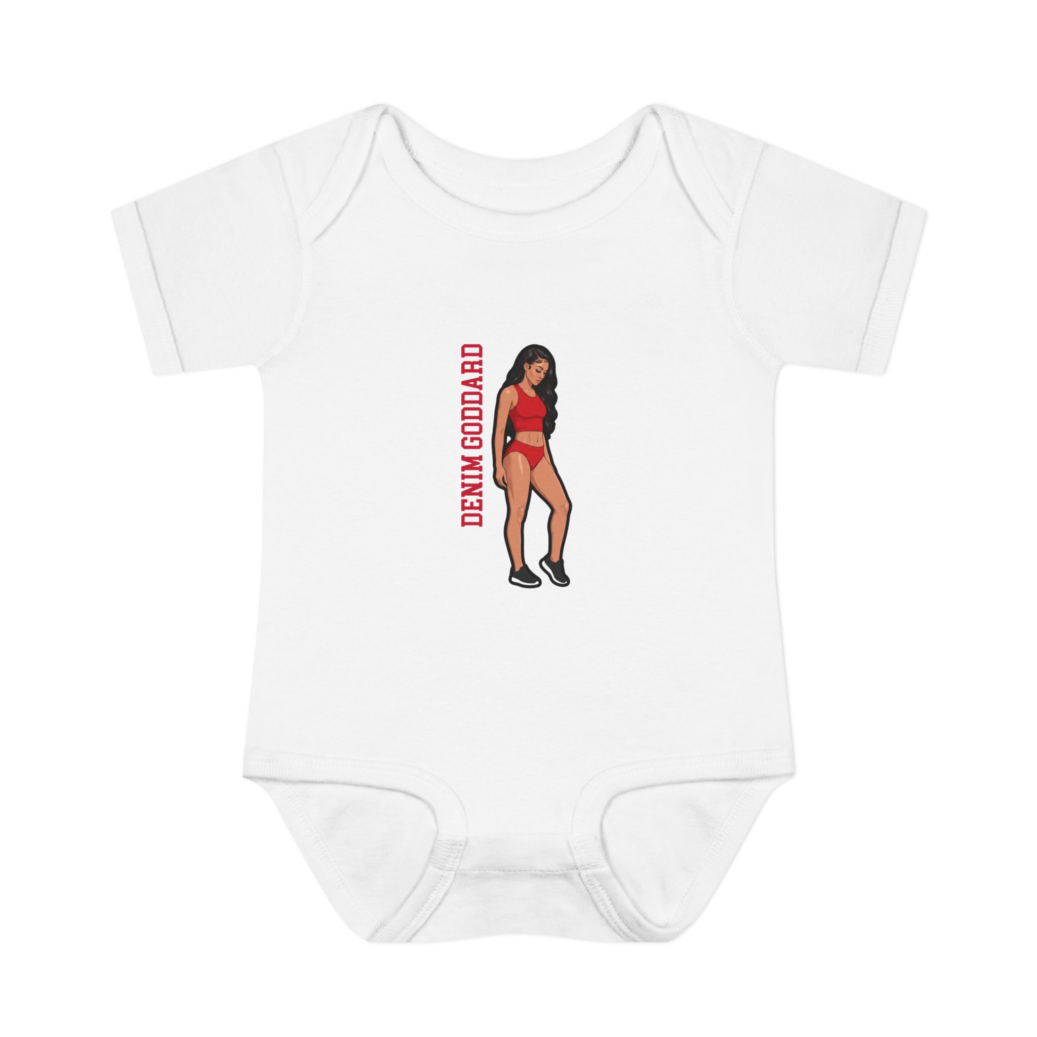 Baby Onesie — character_name_vertical in White