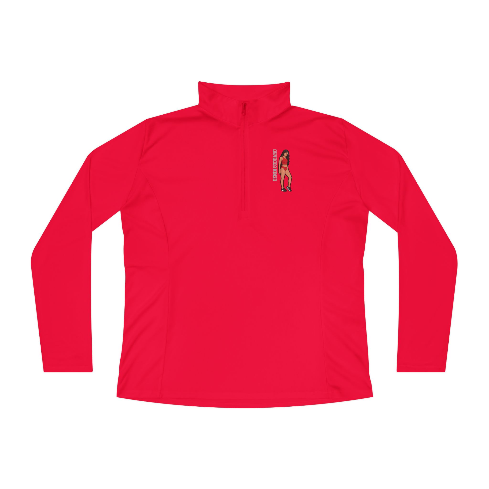 Women's Q-Zip Pullover — character_name_vertical in Red