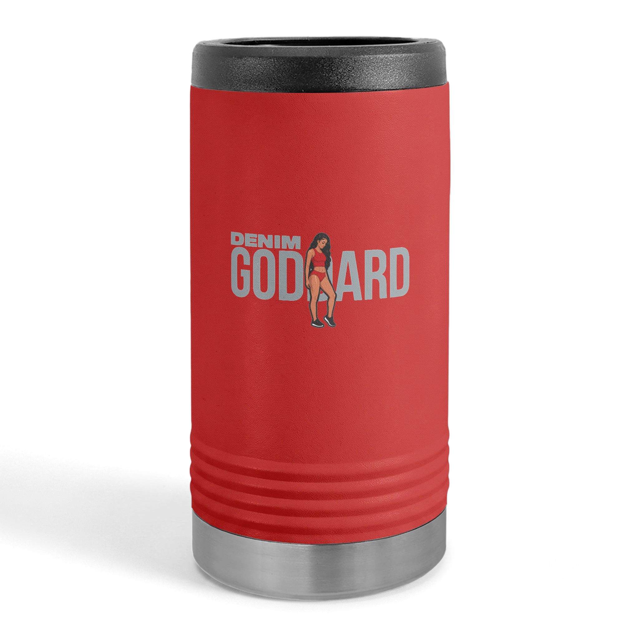 Slim Stainless Can Cooler — character_player_name in Red
