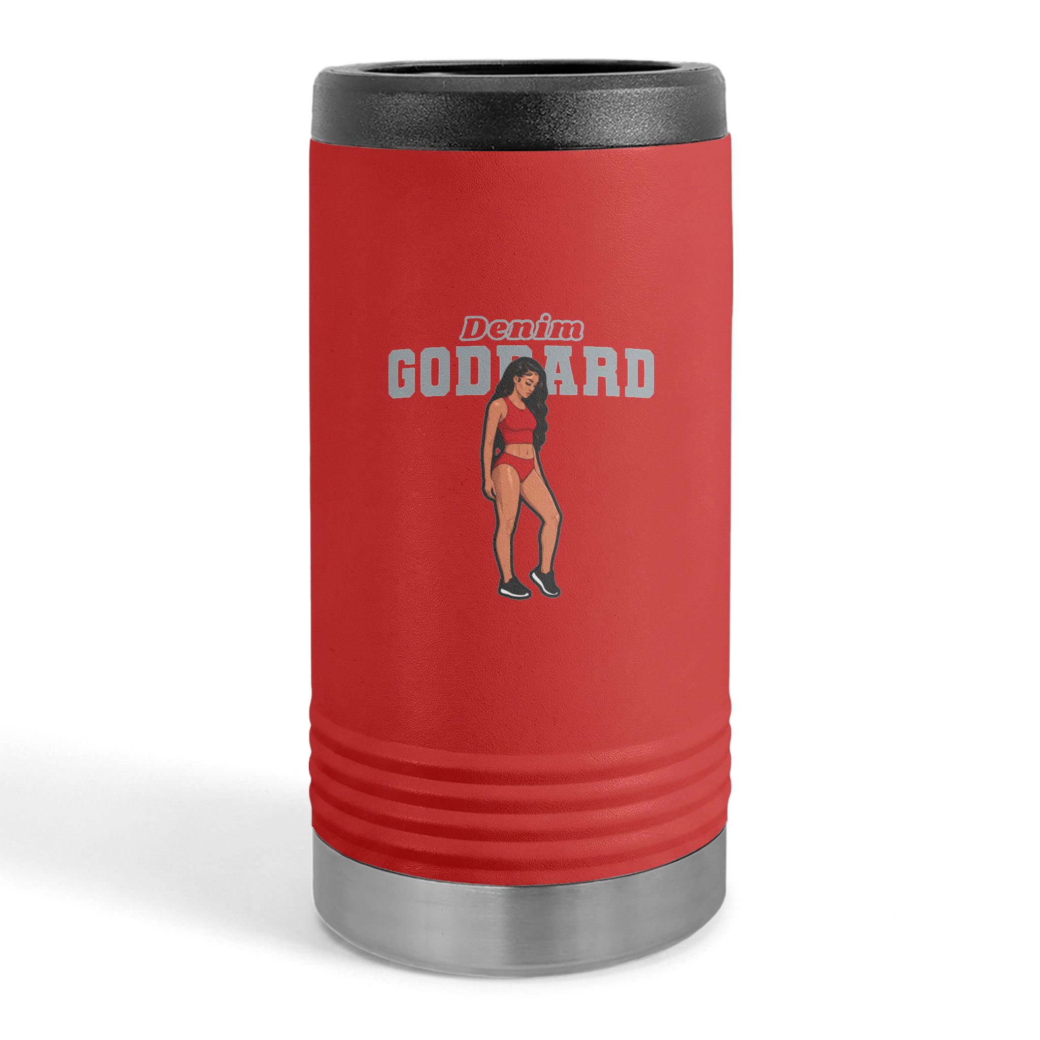 Slim Stainless Can Cooler — character_name_arch in Red