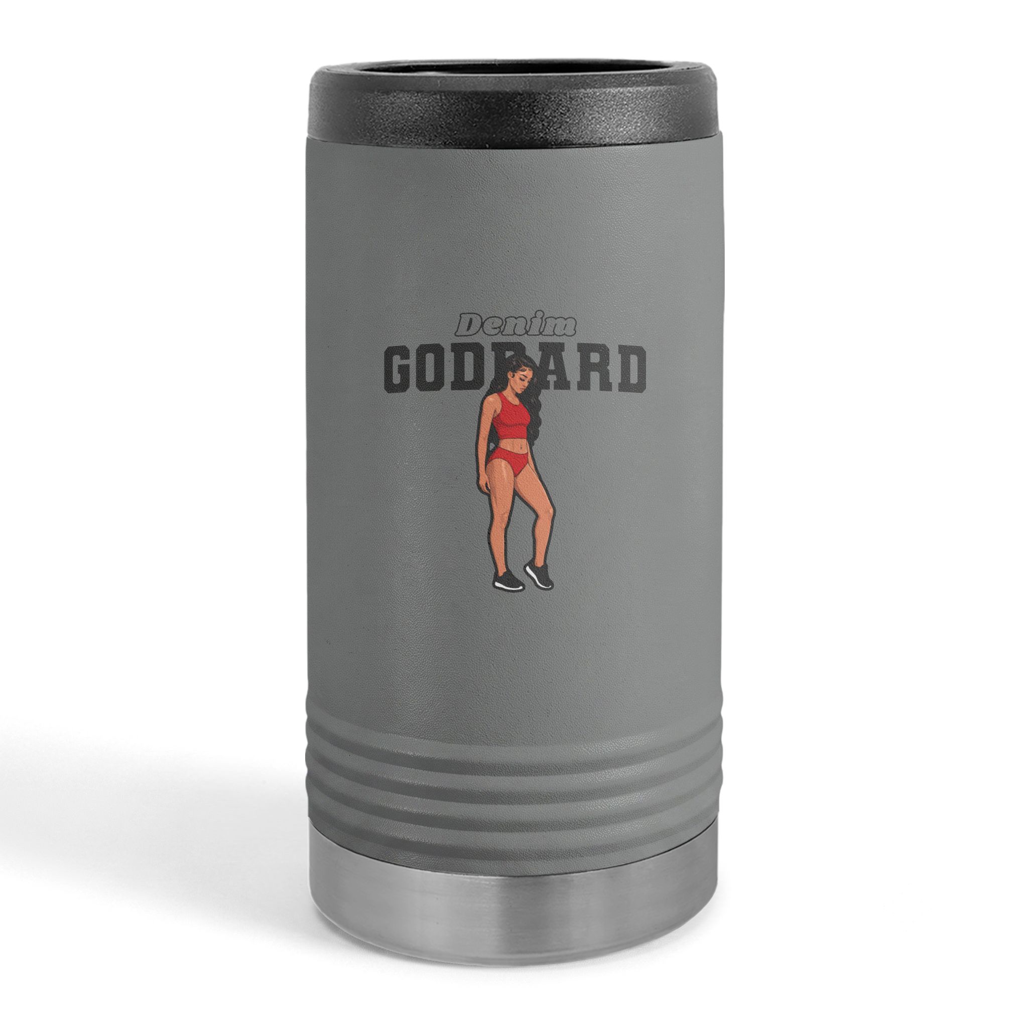 Slim Stainless Can Cooler — character_name_arch in Grey
