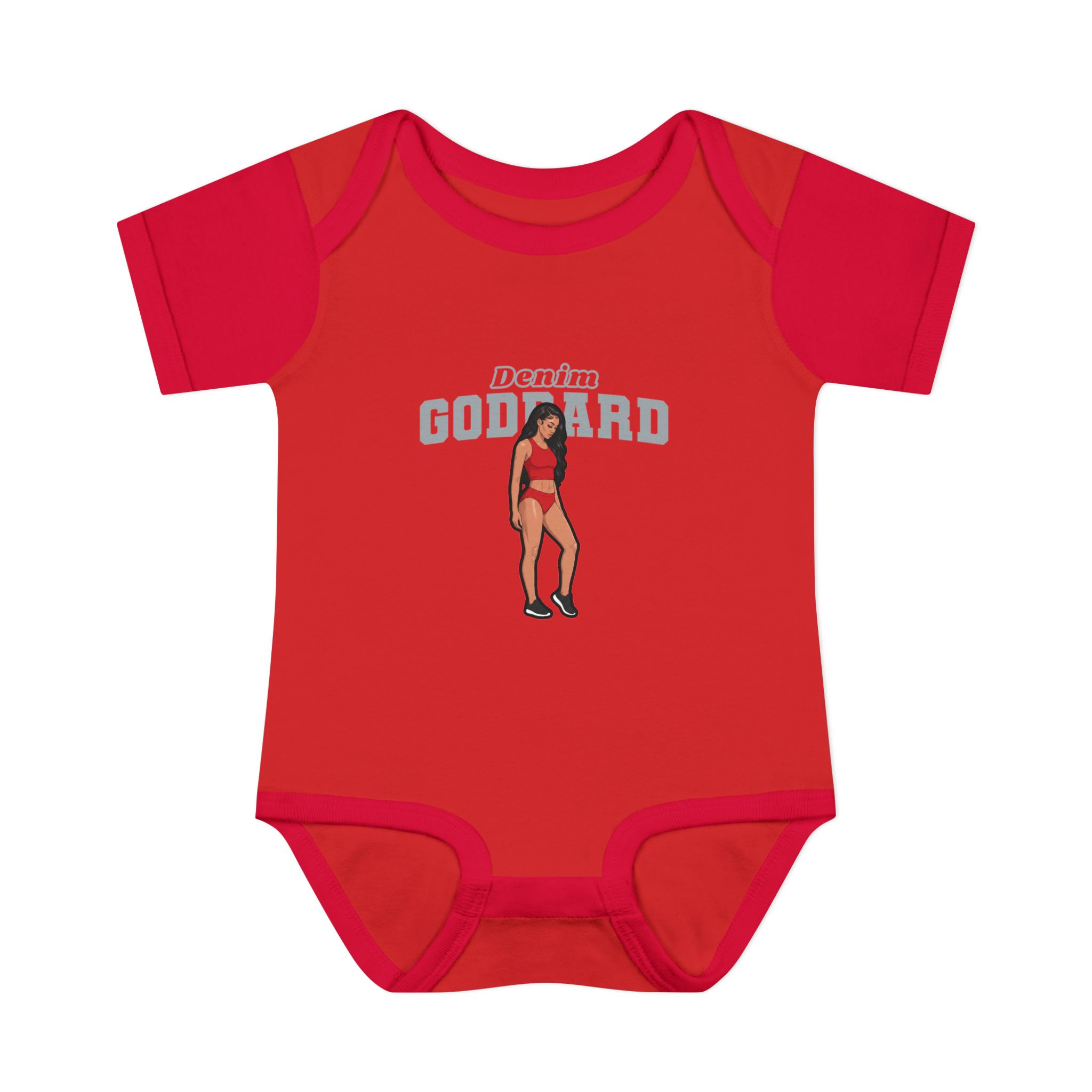 Baby Onesie — character_name_arch in Red