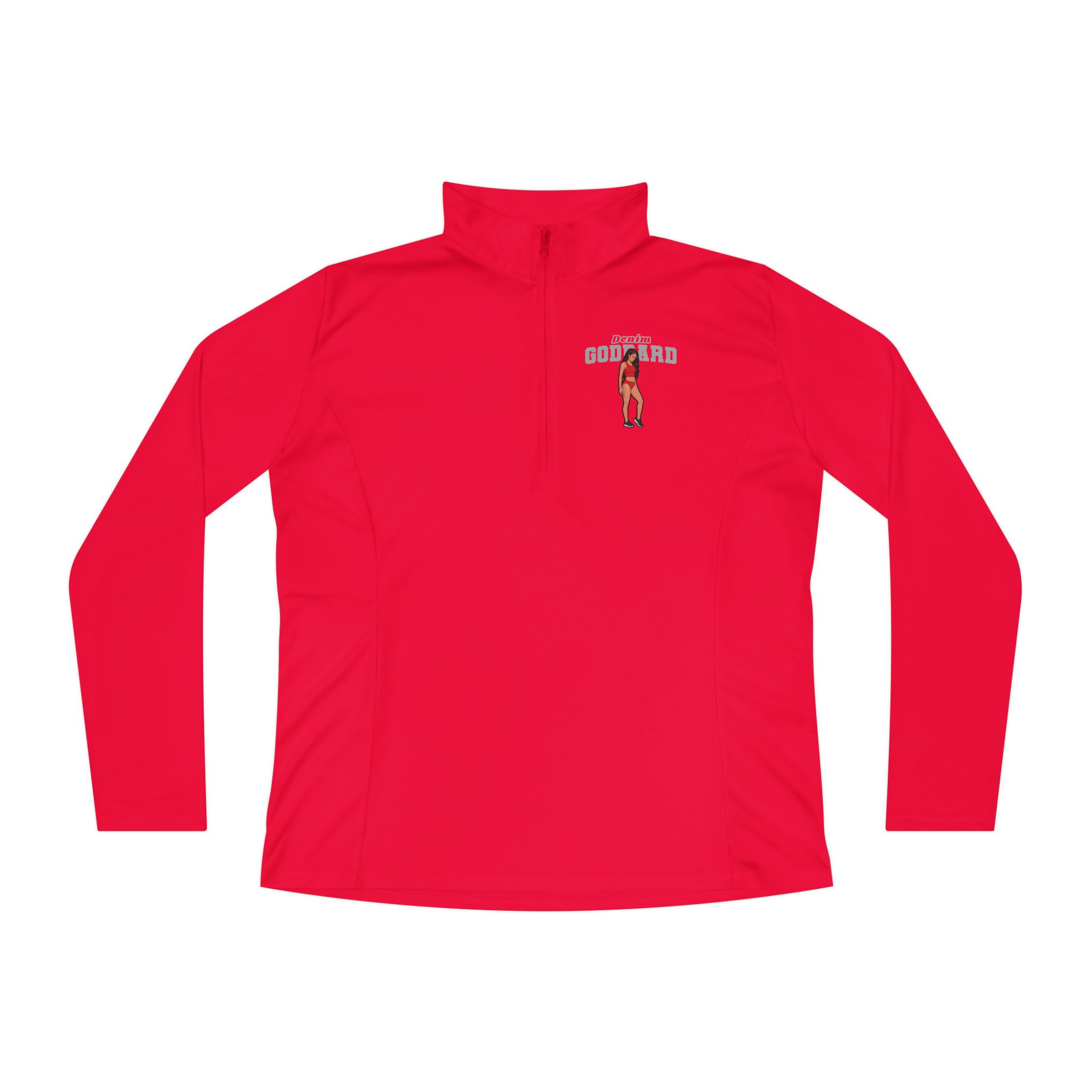 Women's Q-Zip Pullover — character_name_arch in Red