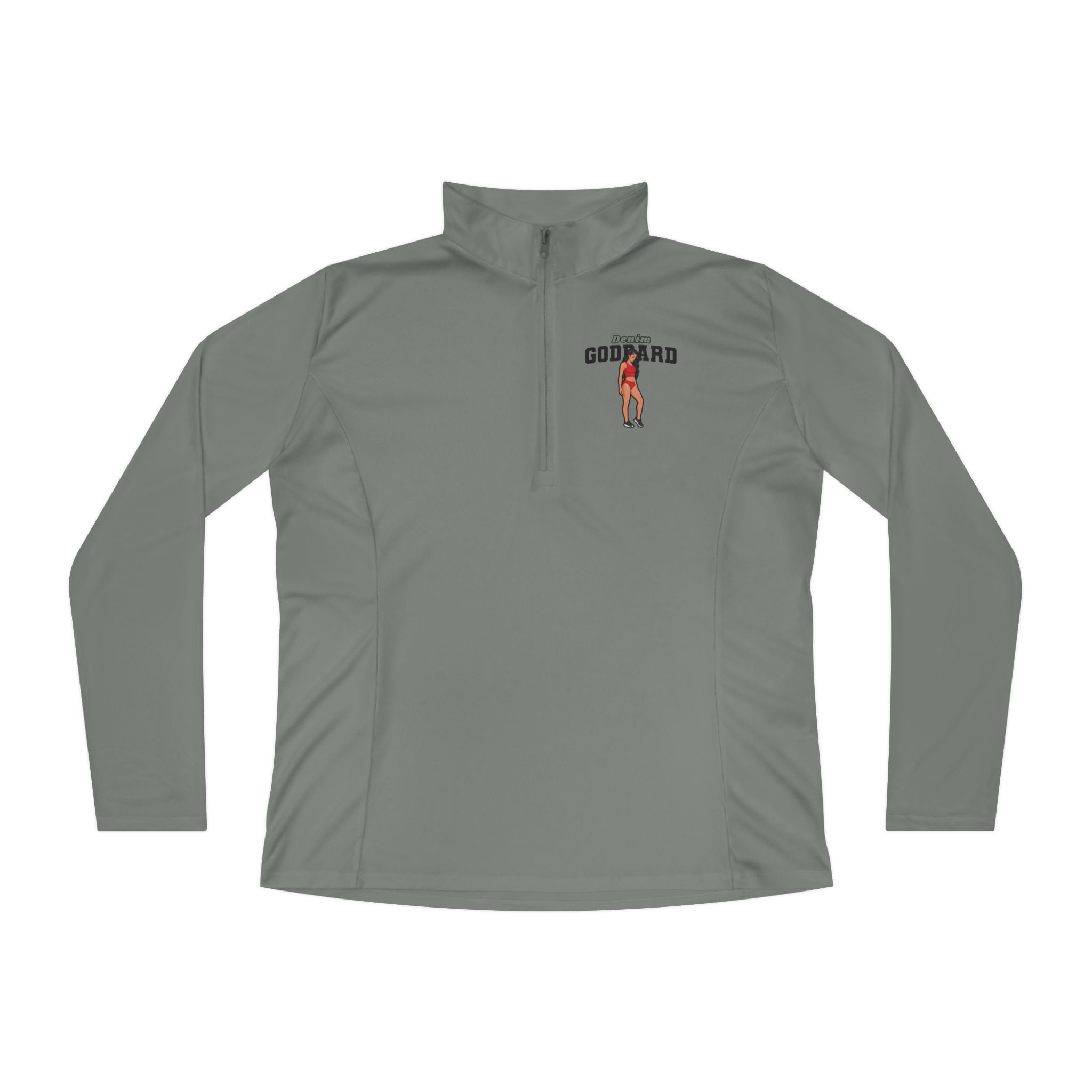 Women's Q-Zip Pullover — character_name_arch in Grey