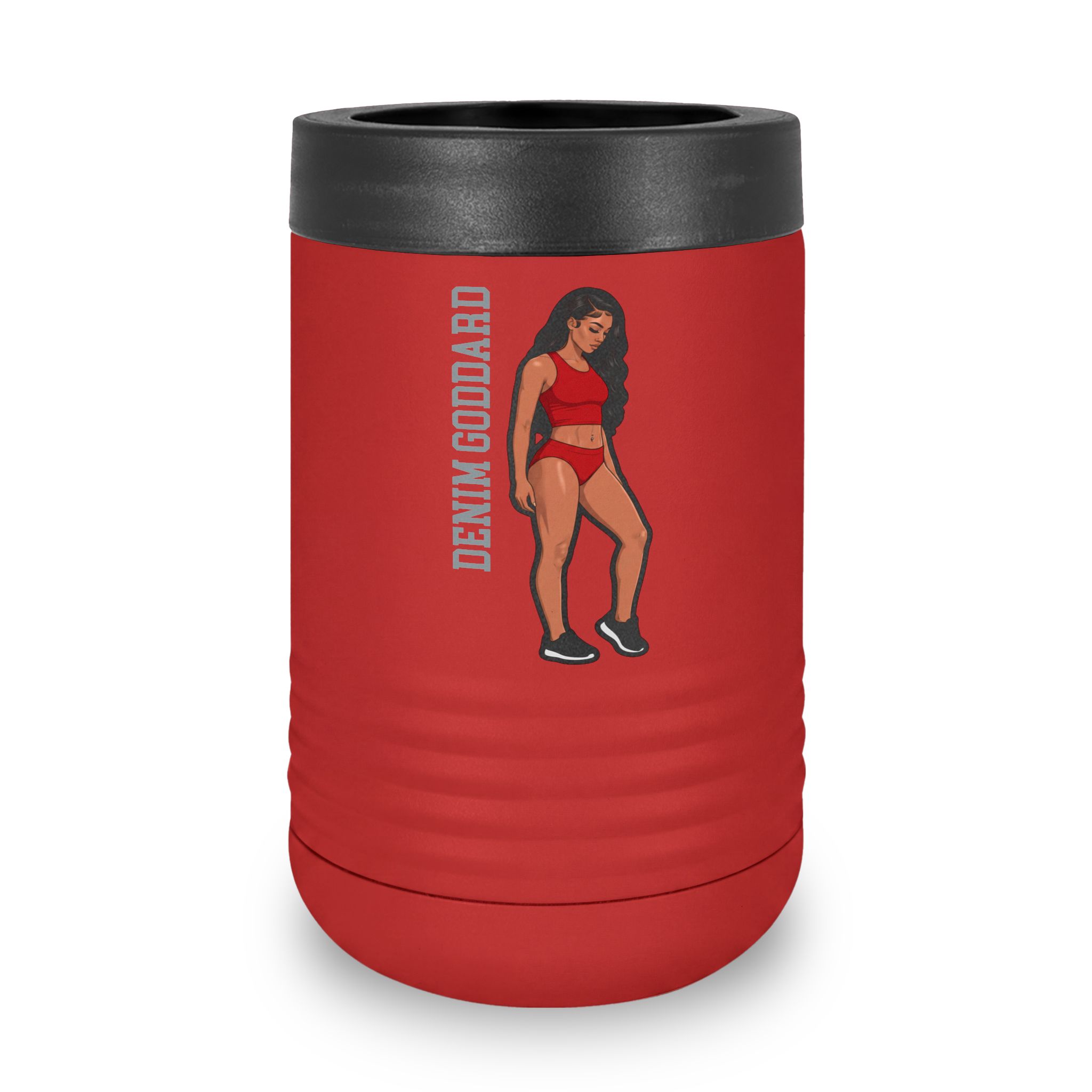Stainless Can Cooler — character_name_vertical in Red