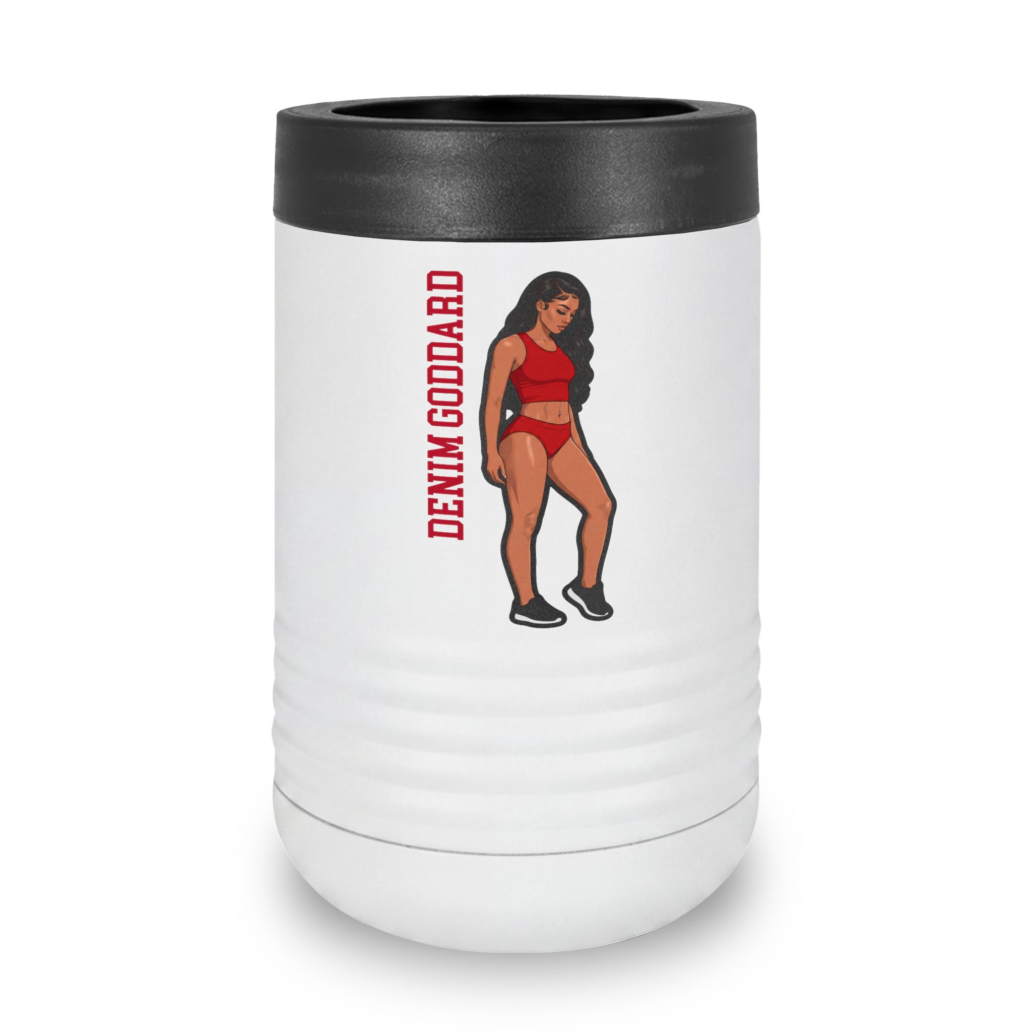 Stainless Can Cooler — character_name_vertical in White
