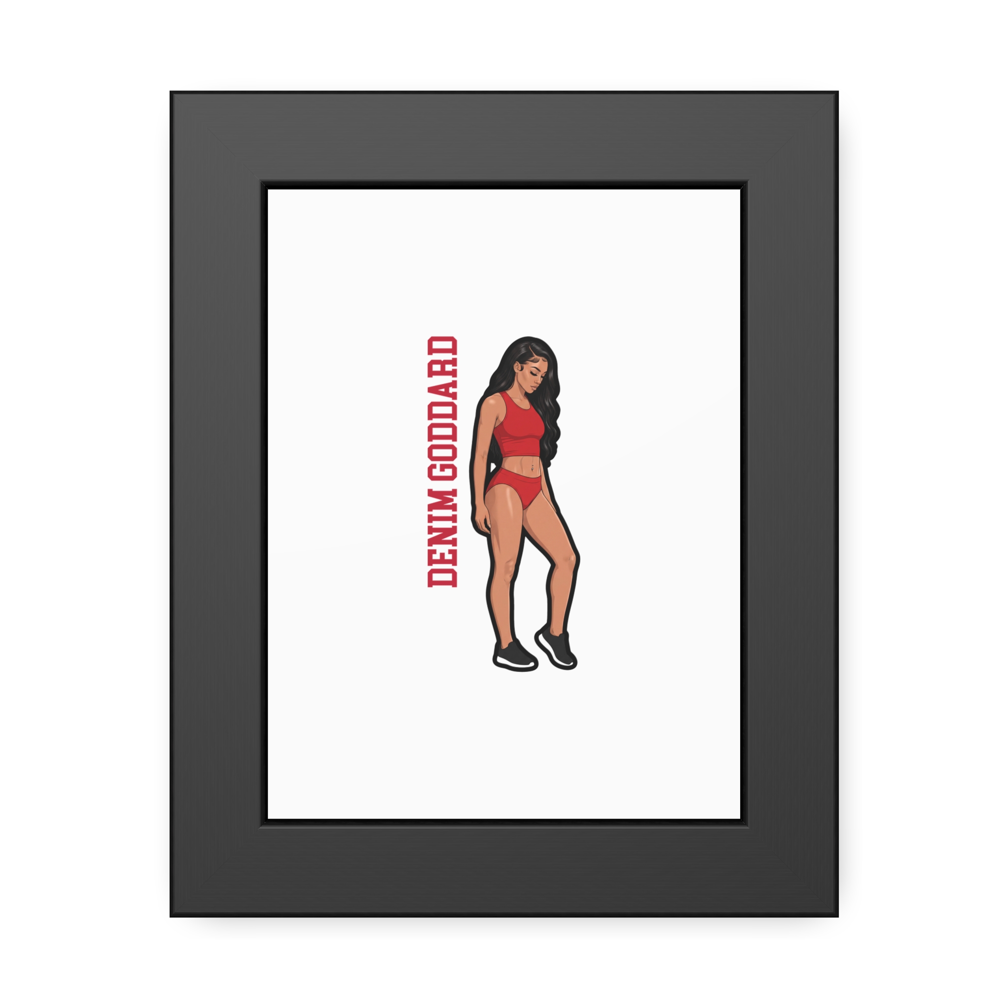 Framed Poster — character_name_vertical in Black