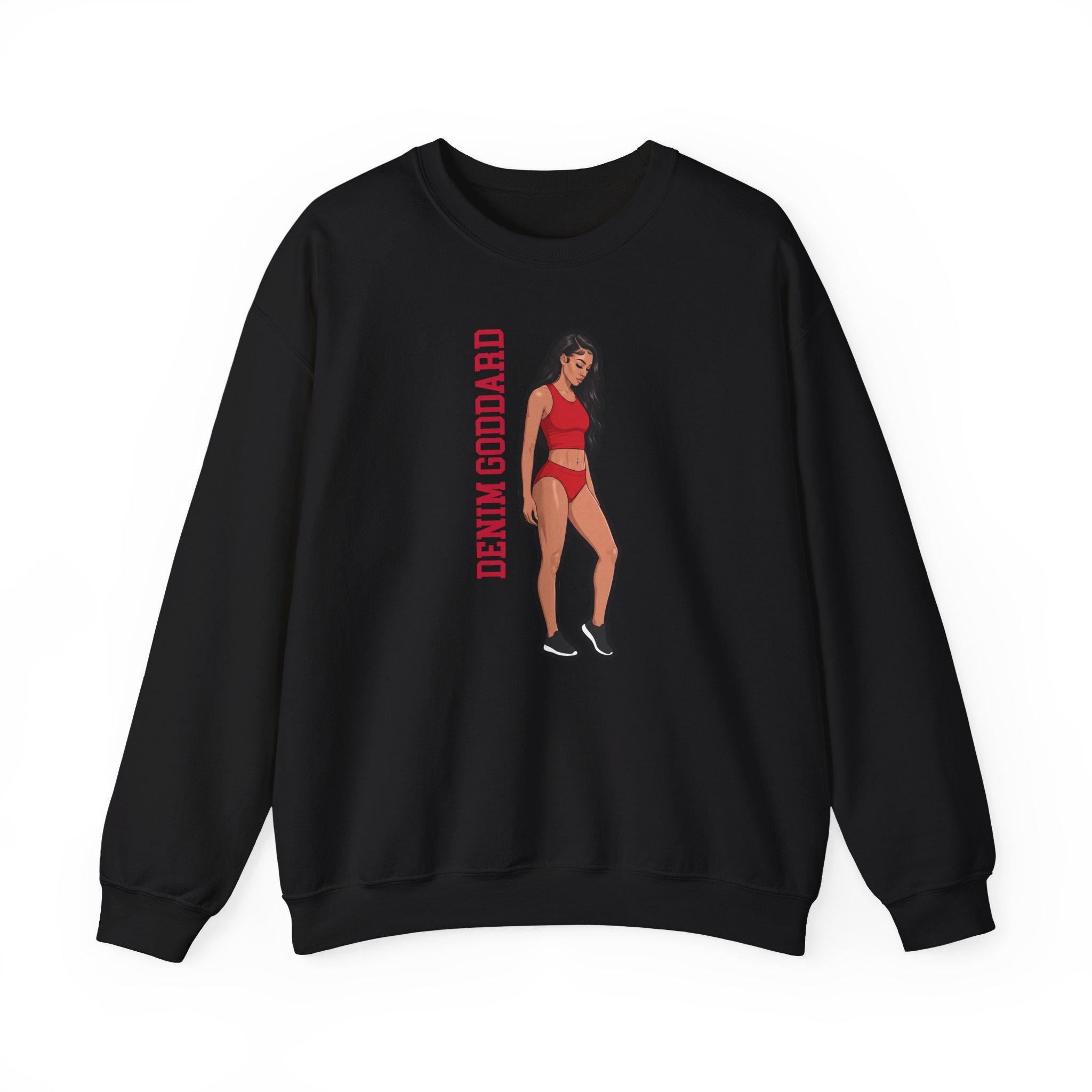 Crewneck Sweatshirt — character_name_vertical in Black