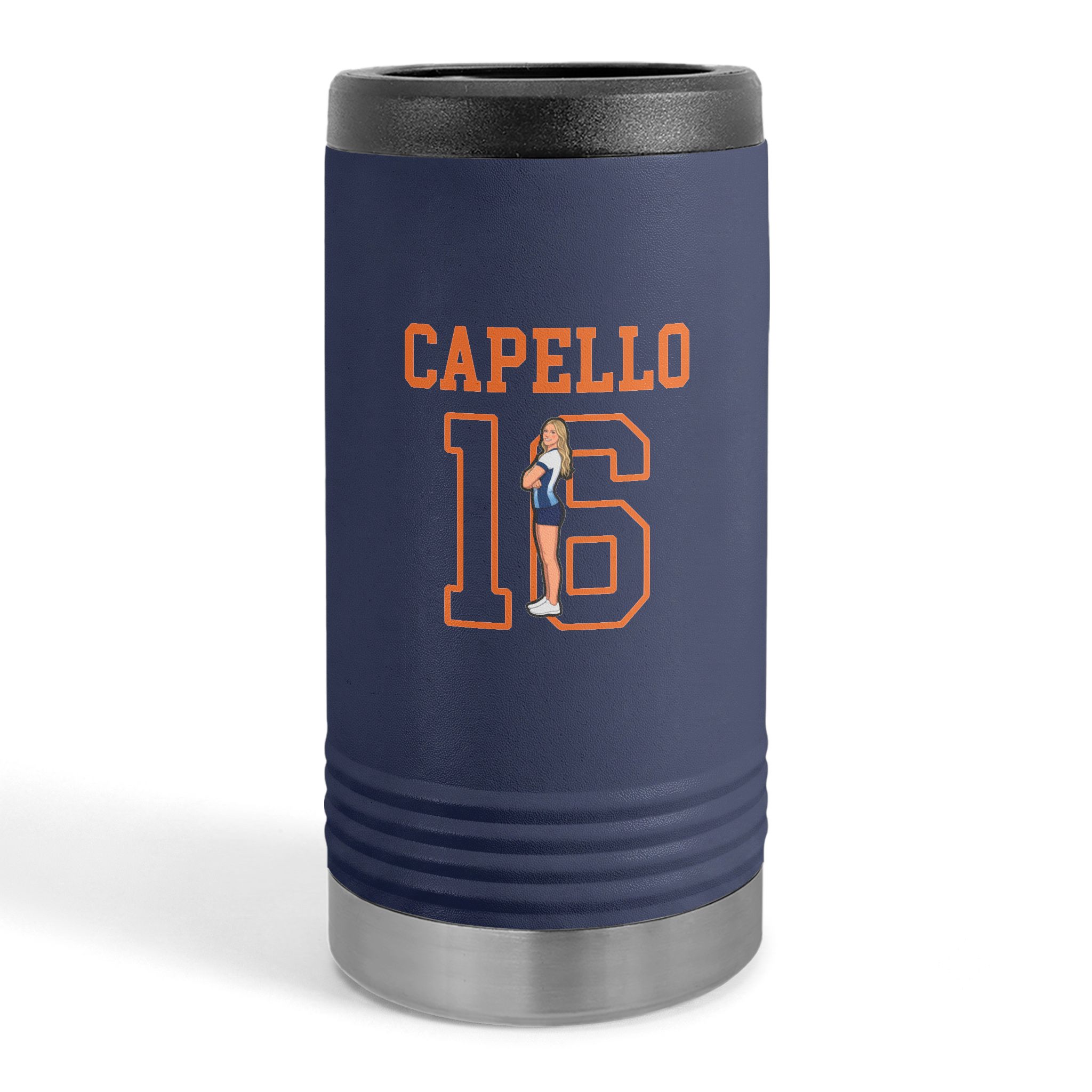 Slim Stainless Can Cooler — character_shirsey in Navy