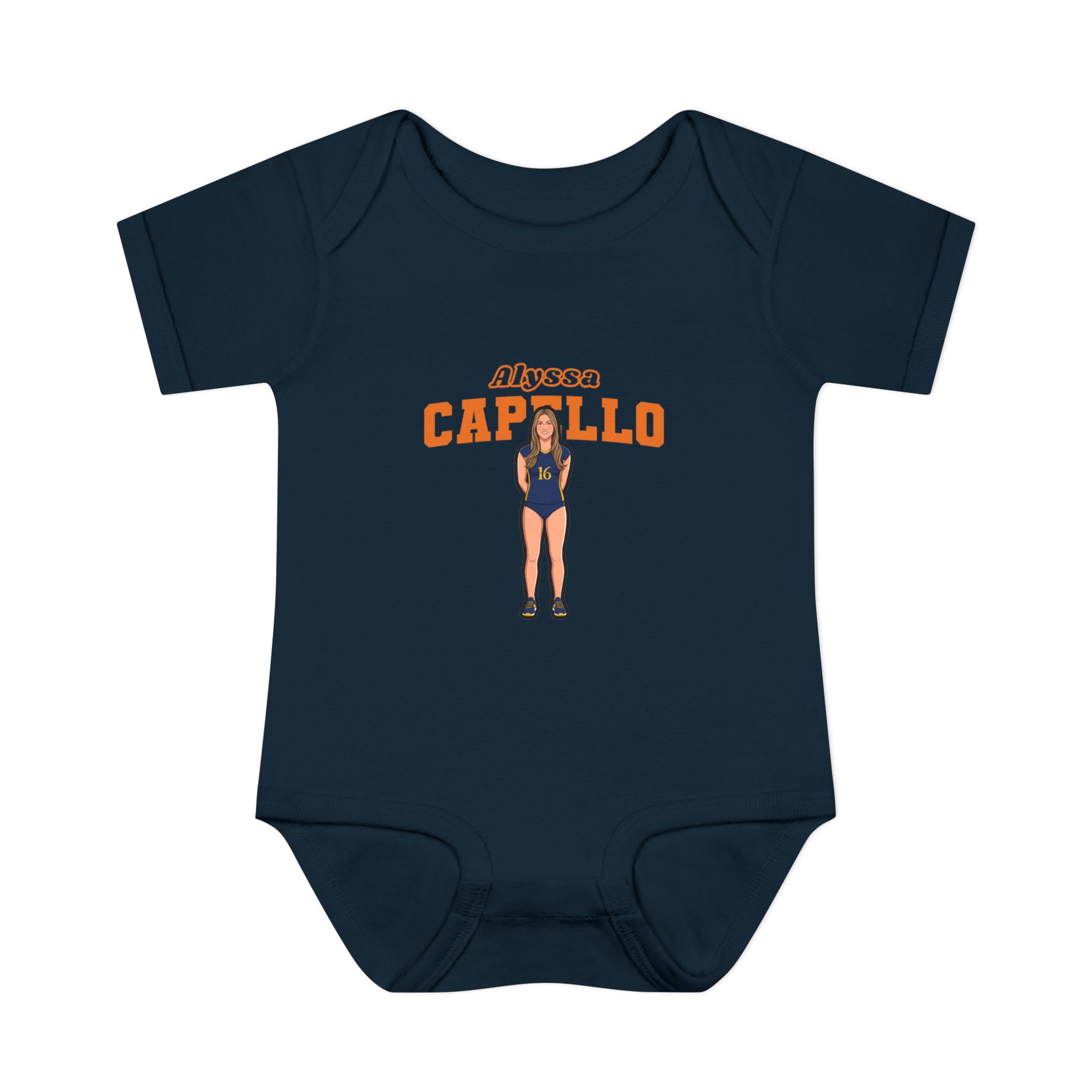 Baby Onesie — character_name_arch in Navy