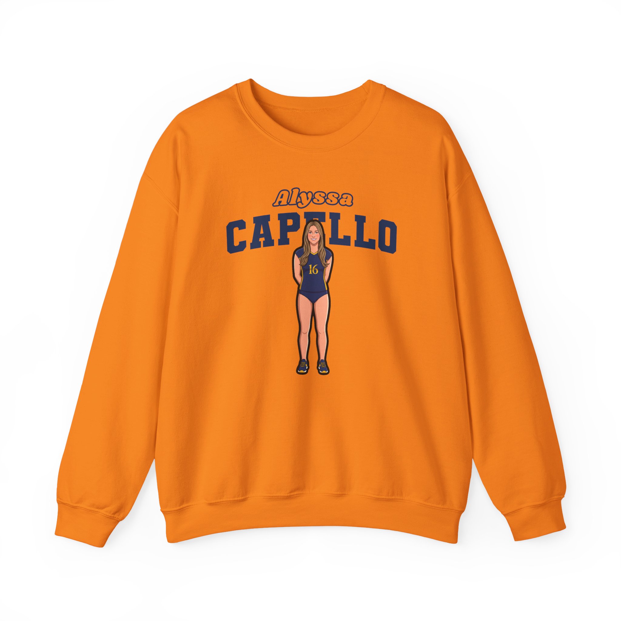 Crewneck Sweatshirt — character_name_arch in Orange