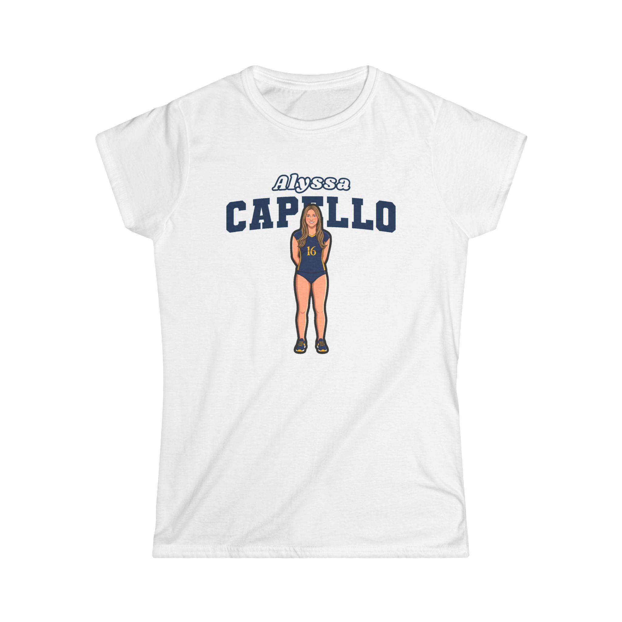 Women's Softstyle Tee — character_name_arch in White