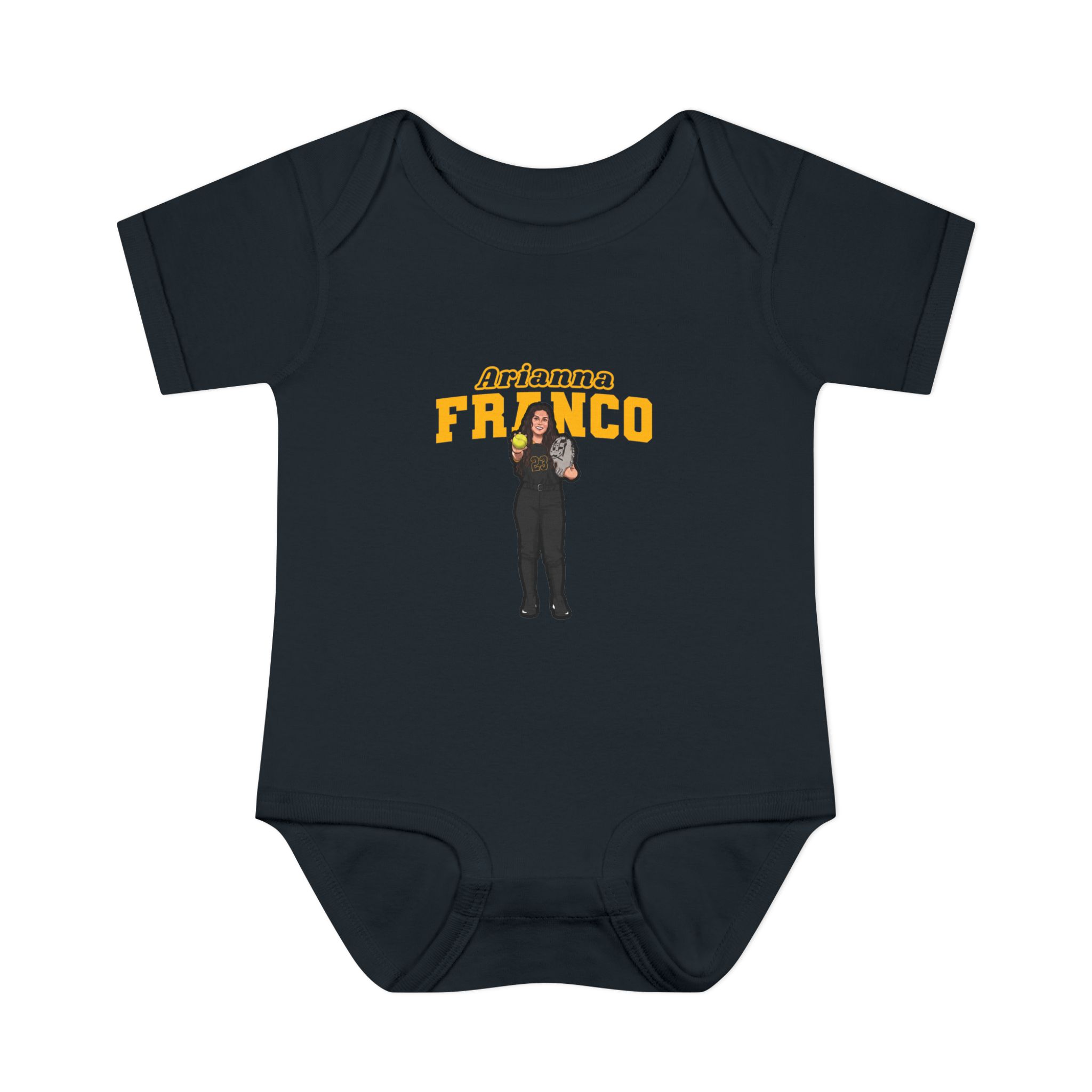 Baby Onesie — character_name_arch in Black