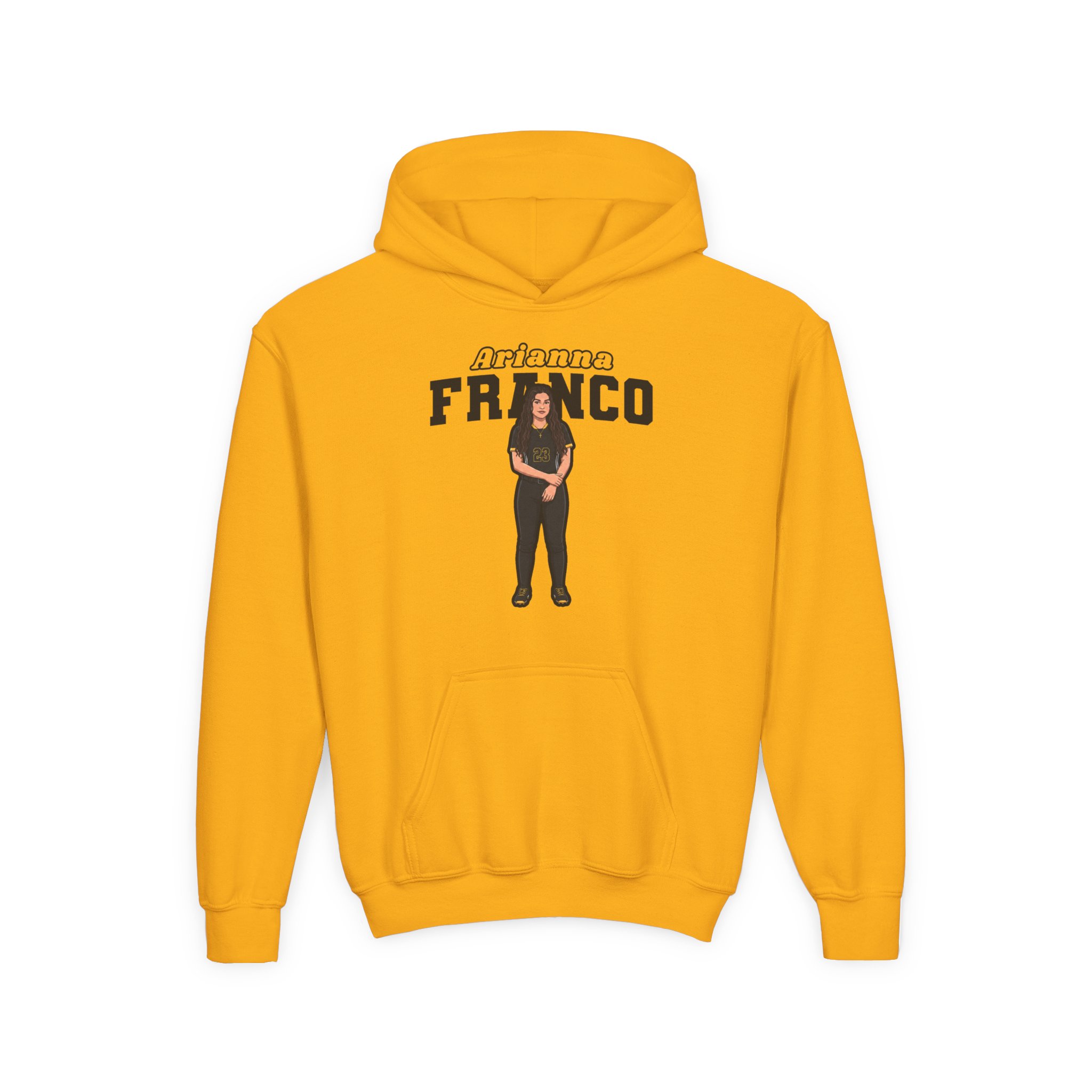 Youth Hoodie — character_name_arch in Gold