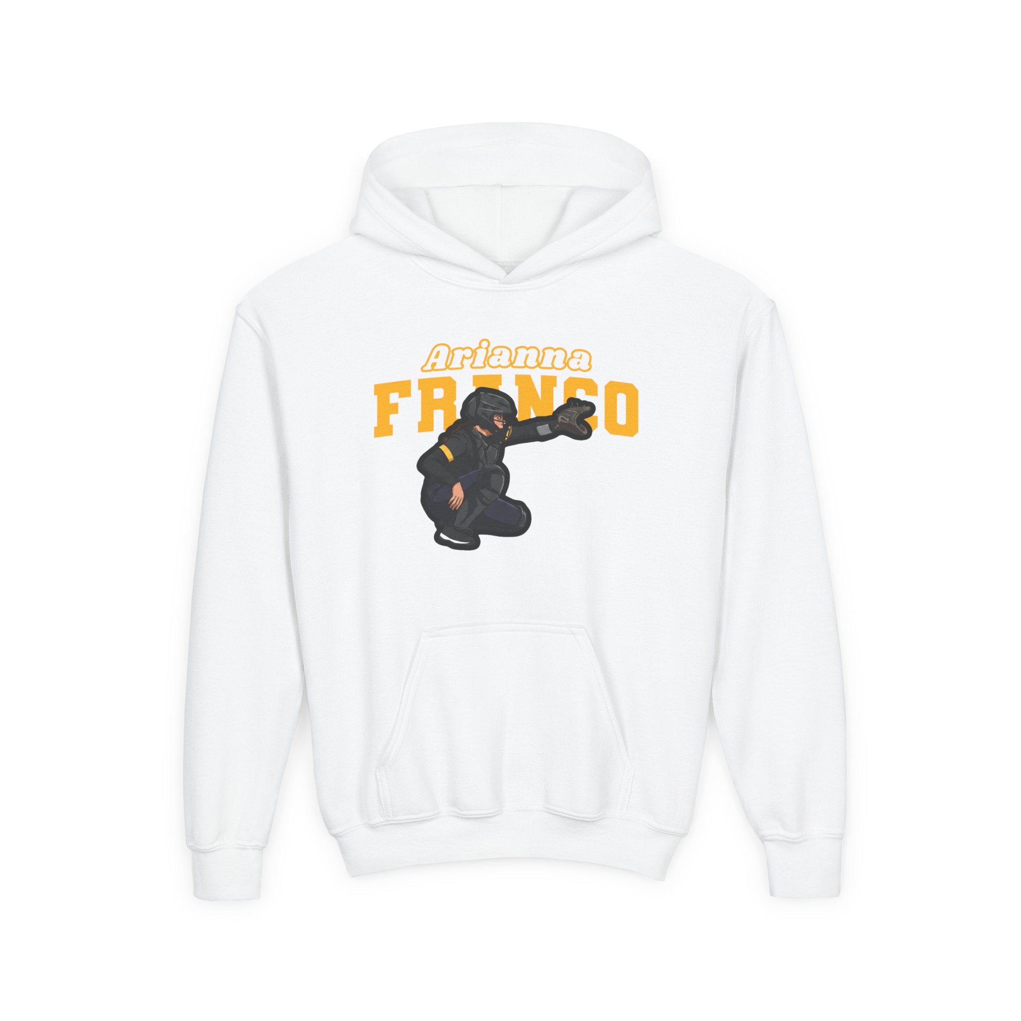 Youth Hoodie — character_name_arch in White