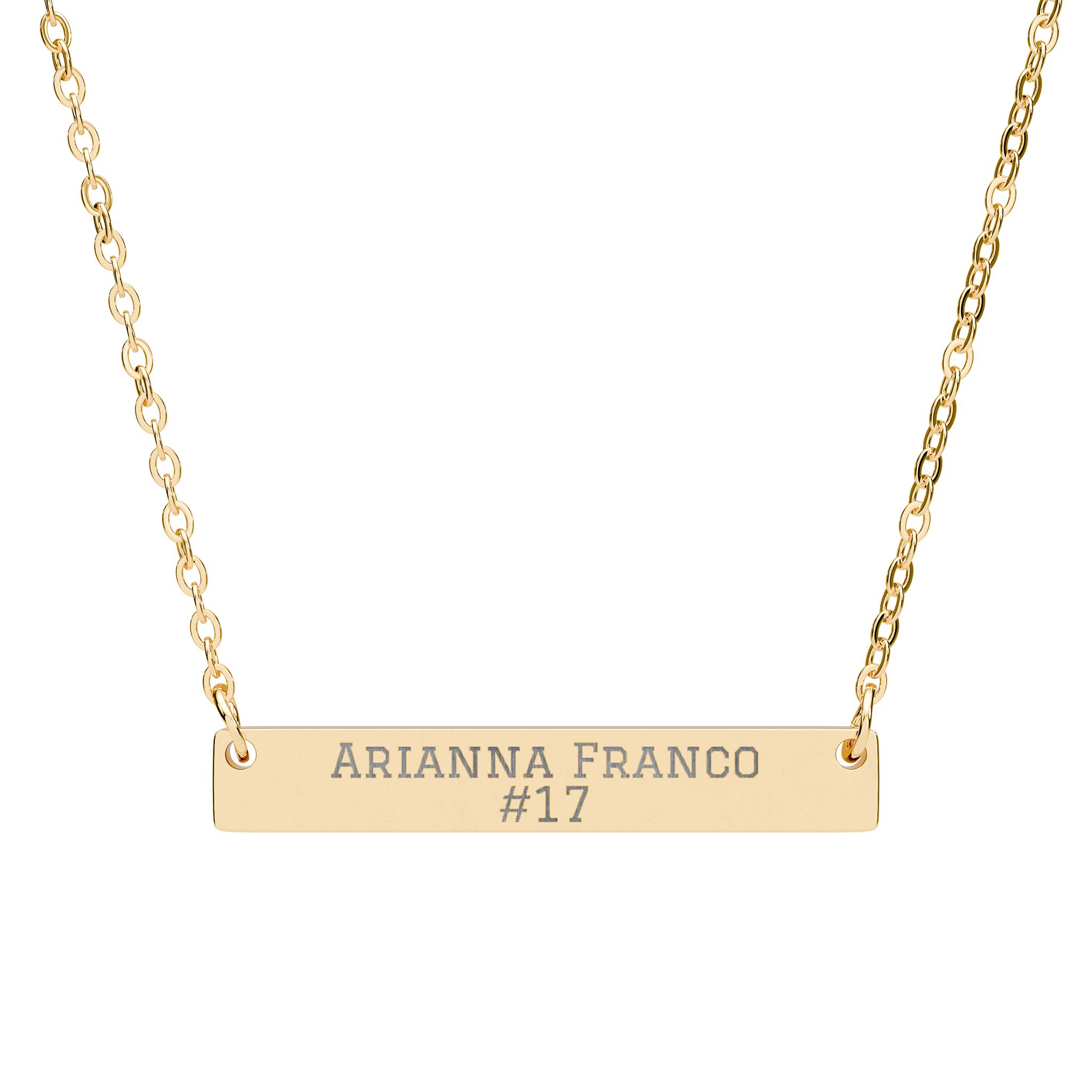 Engraved Bar Necklace — Name & Number in Gold