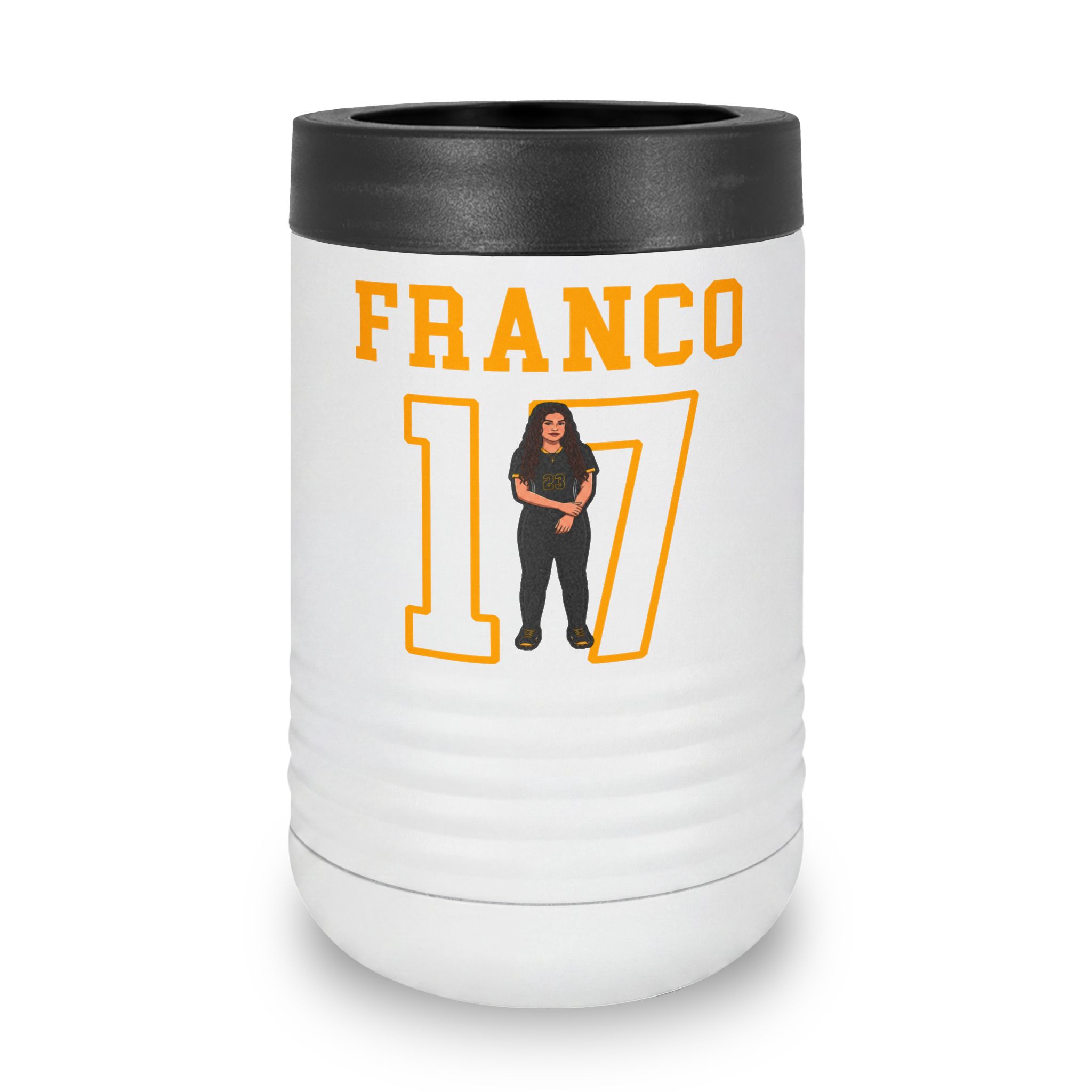 Stainless Can Cooler — character_shirsey in White