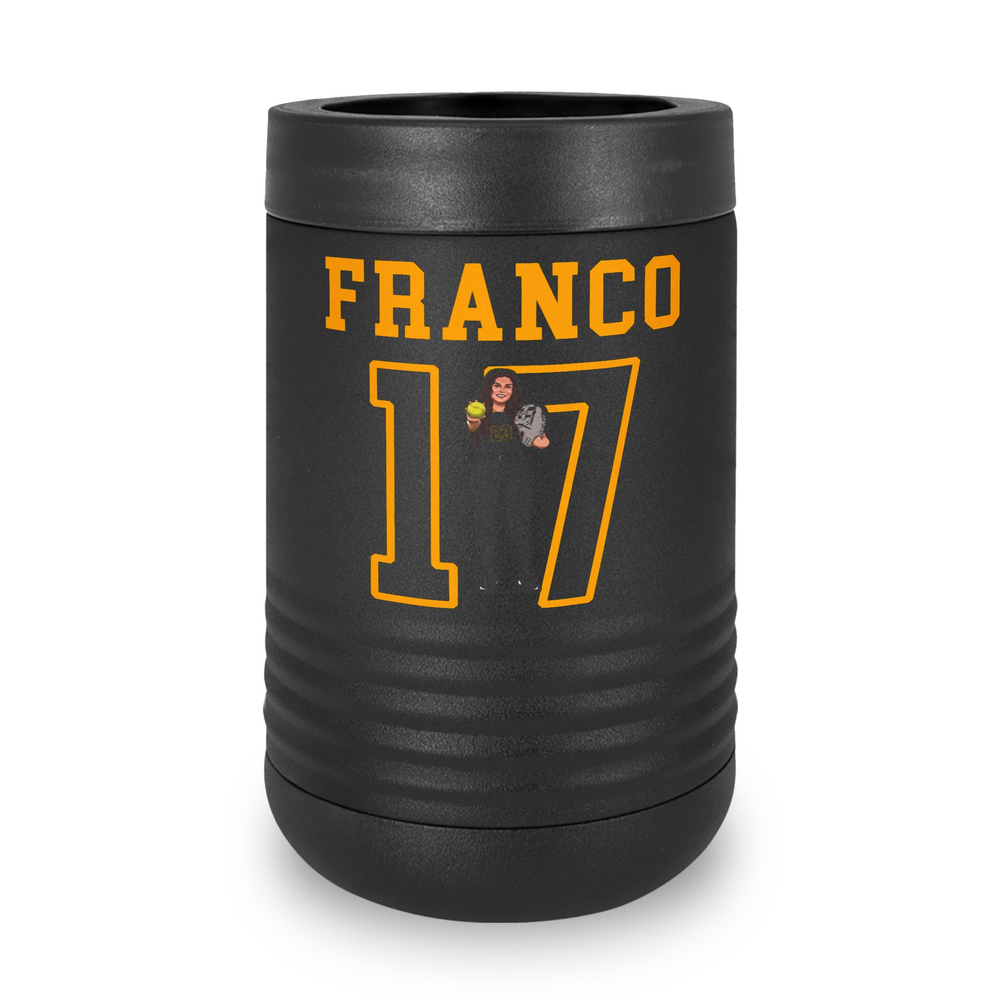 Stainless Can Cooler — character_shirsey in Black