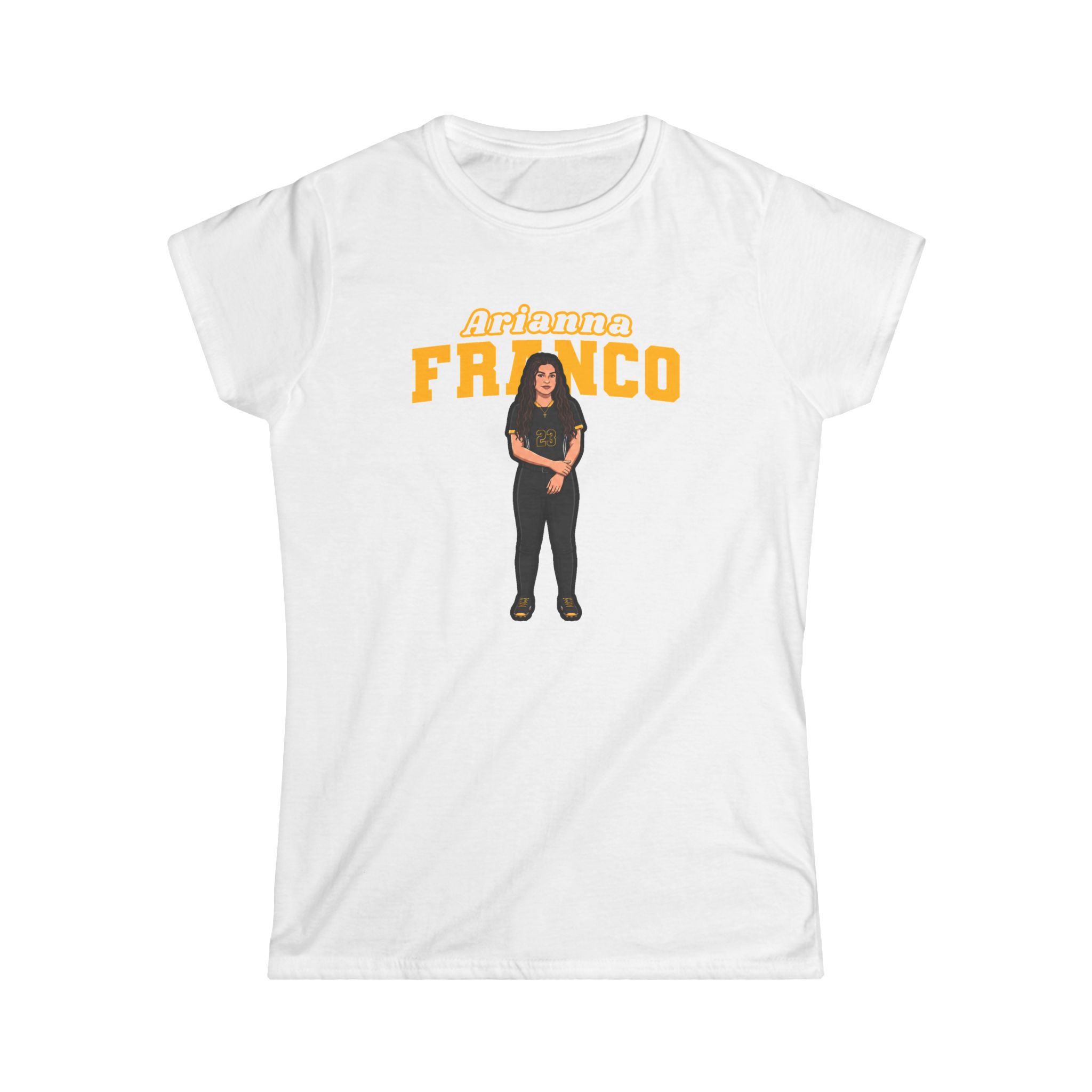 Women's Softstyle Tee — character_name_arch in White