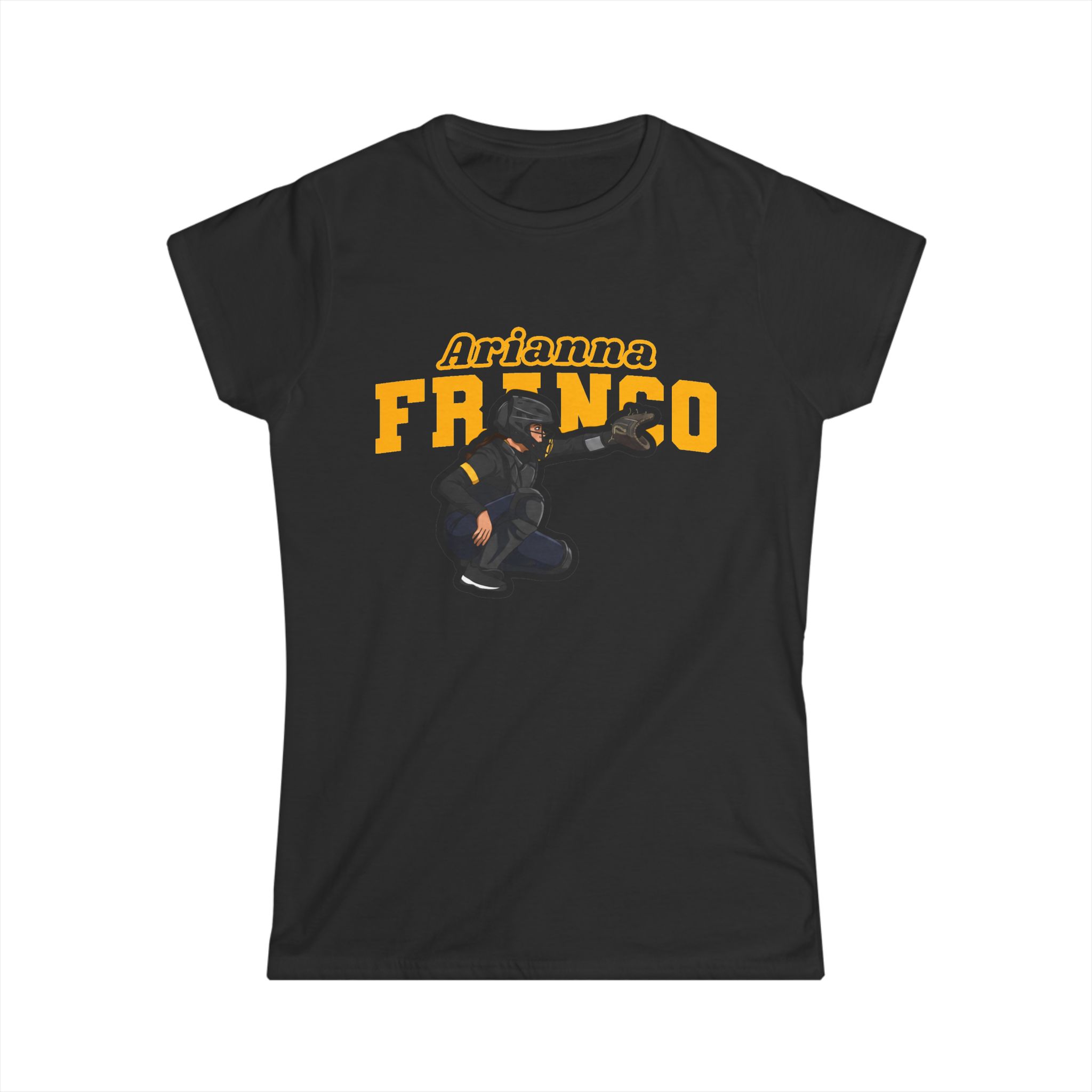 Women's Softstyle Tee — character_name_arch in Black