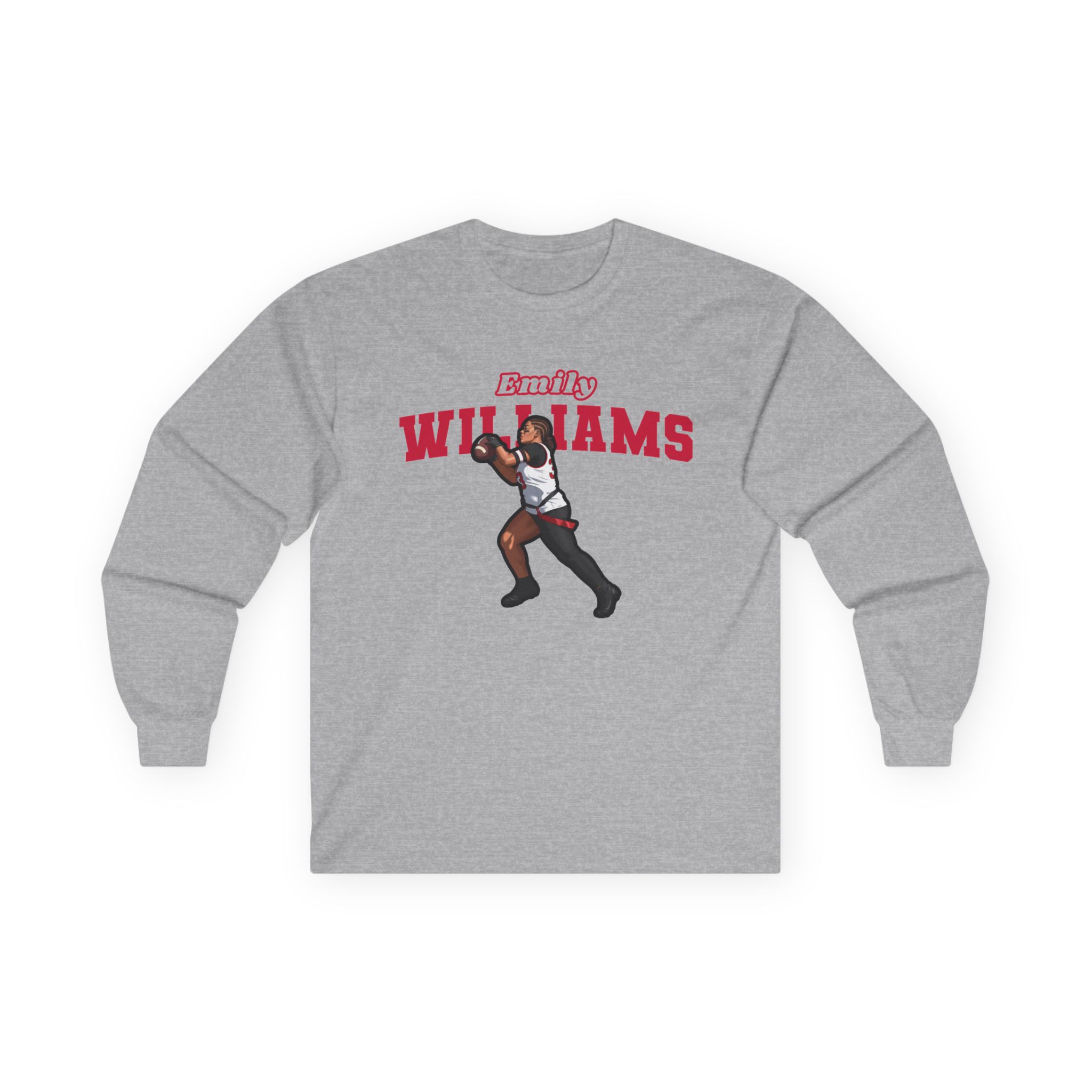 Long Sleeve Tee — character_name_arch in Grey