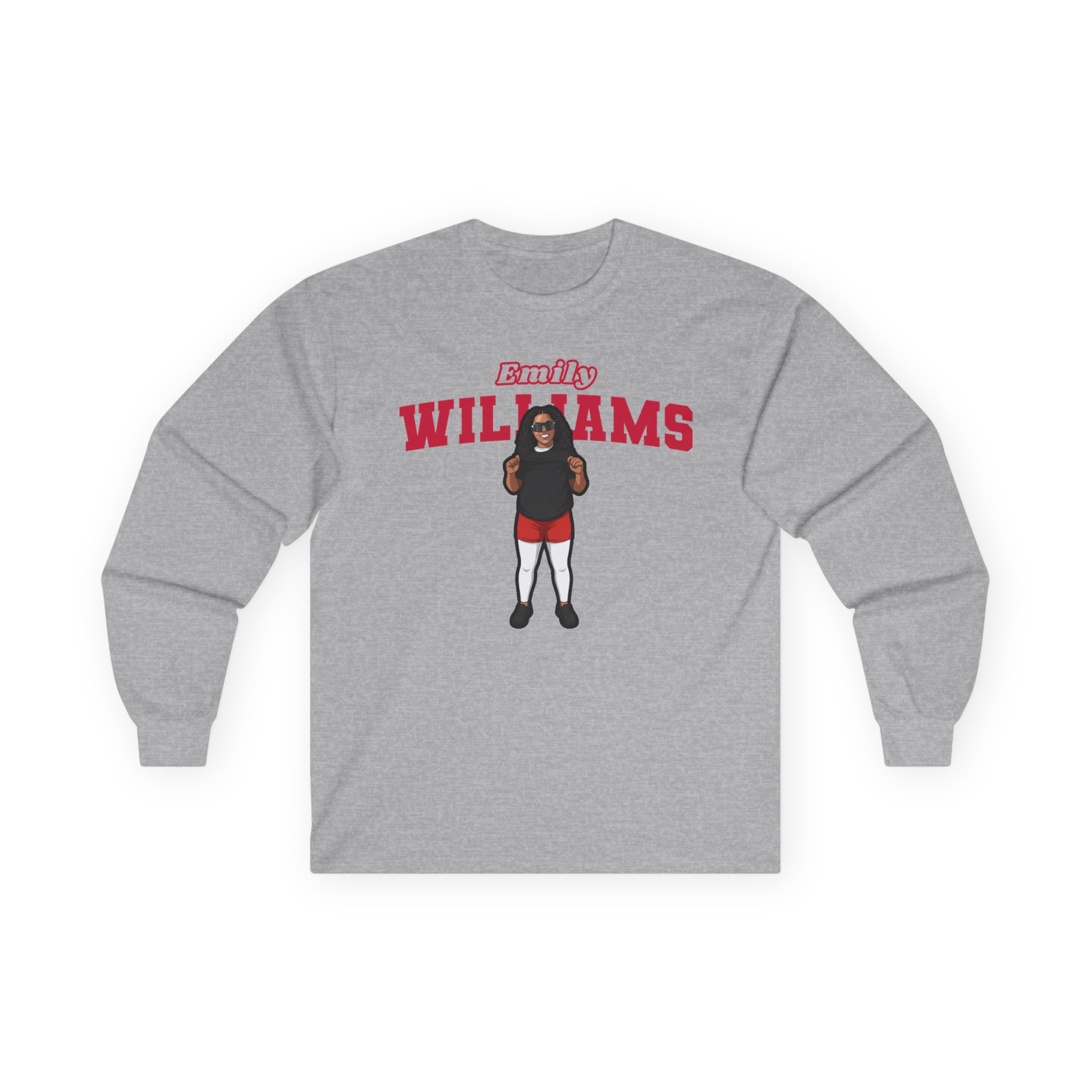 Long Sleeve Tee — character_name_arch in Grey
