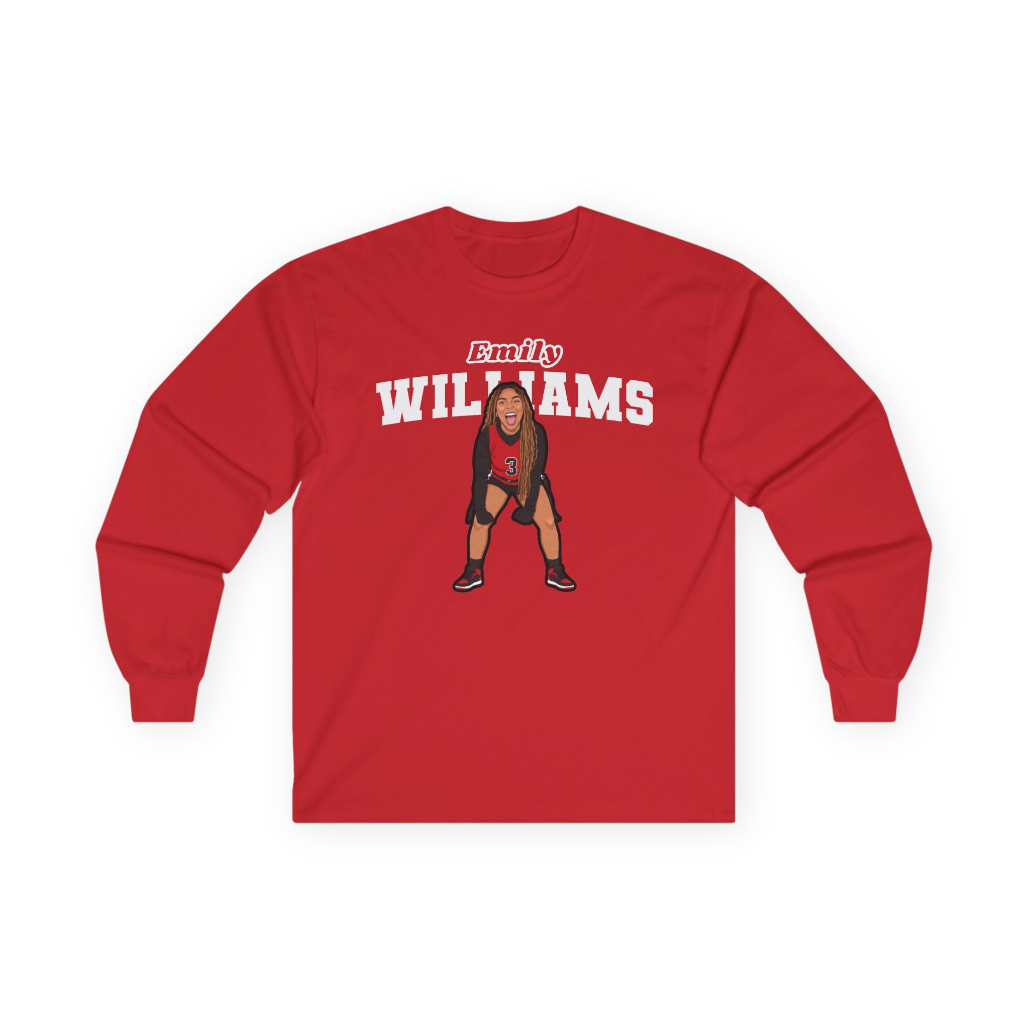 Long Sleeve Tee — character_name_arch in Red