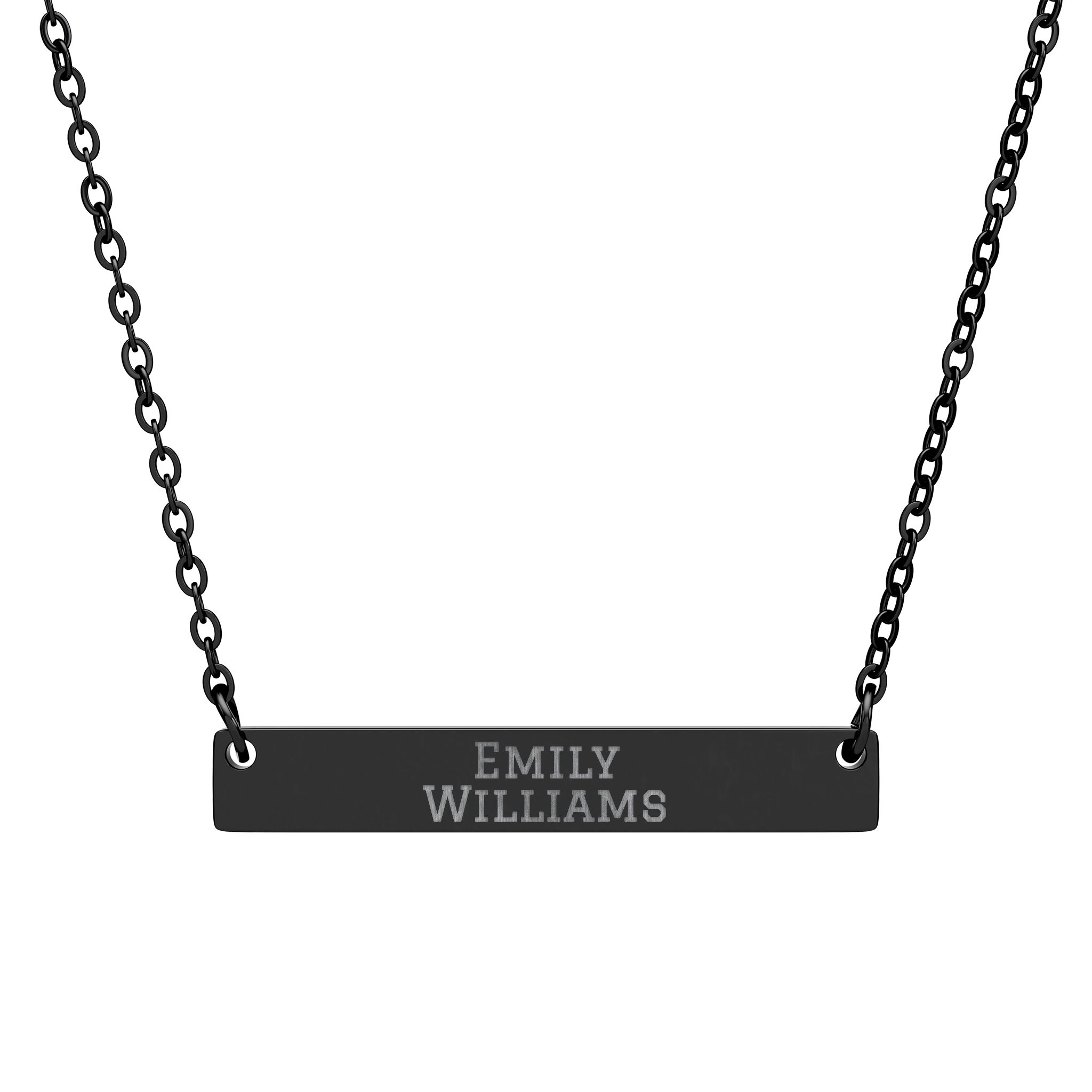 Engraved Bar Necklace — Classic in Black