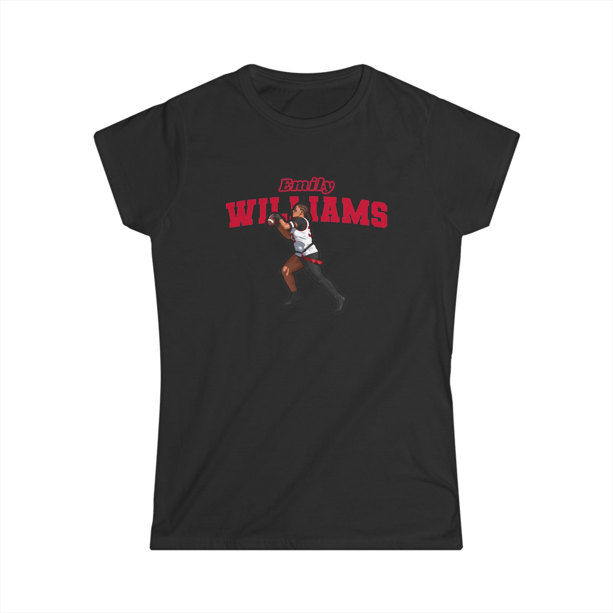 Women's Softstyle Tee — character_name_arch in Black