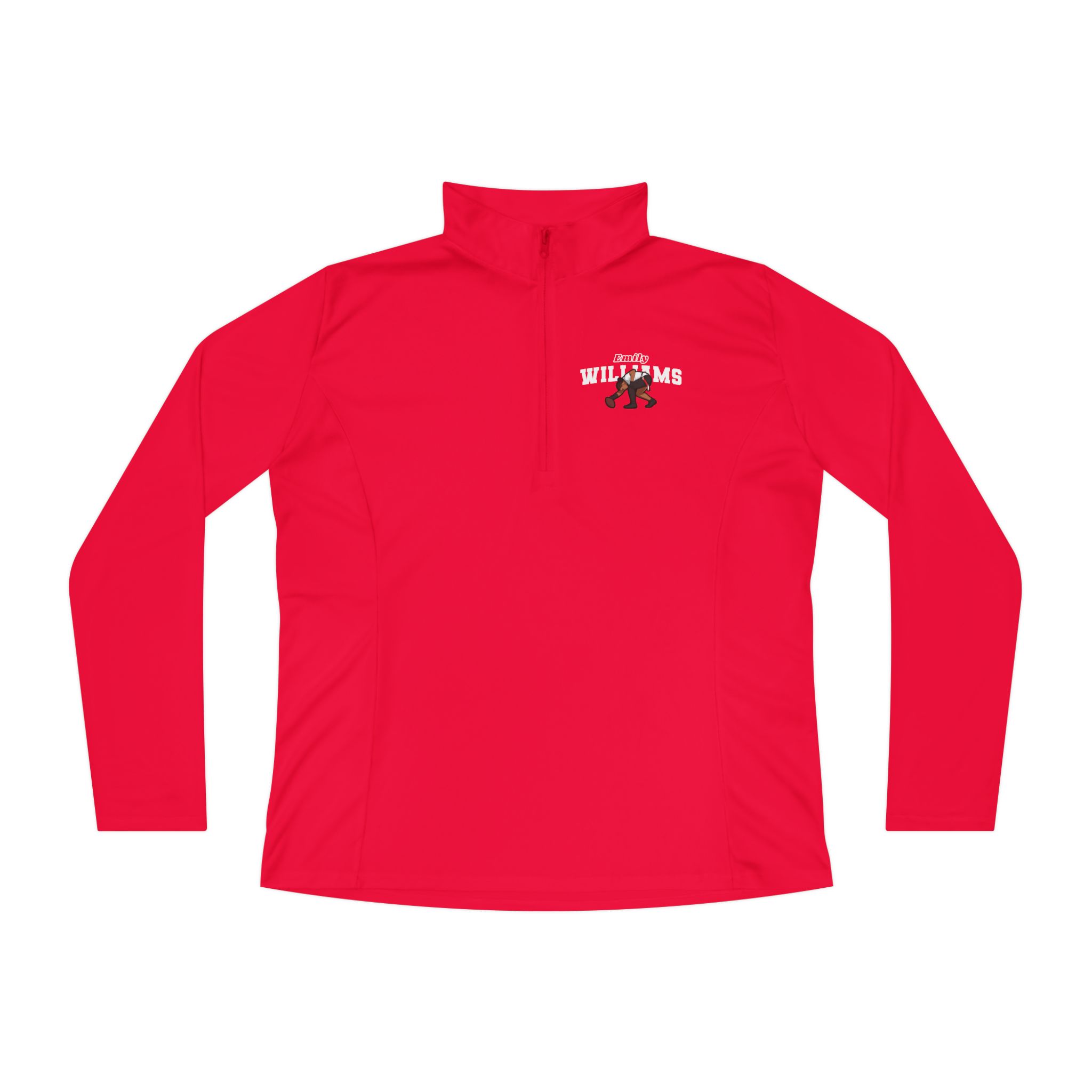 Women's Q-Zip Pullover — character_name_arch in Red