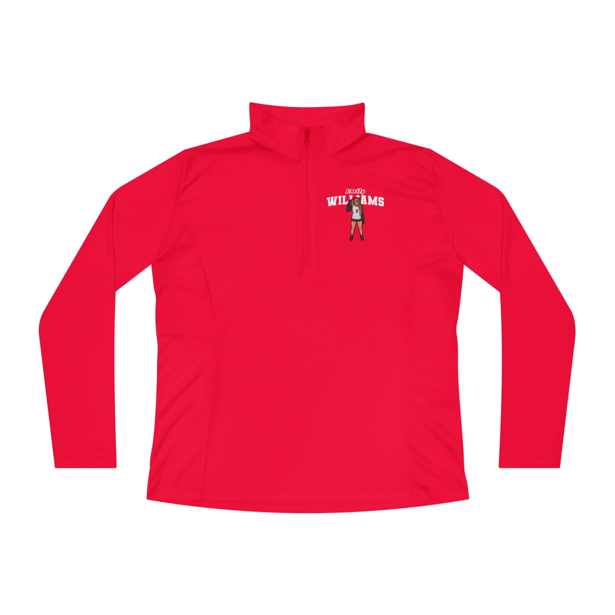 Women's Q-Zip Pullover — character_name_arch in Red