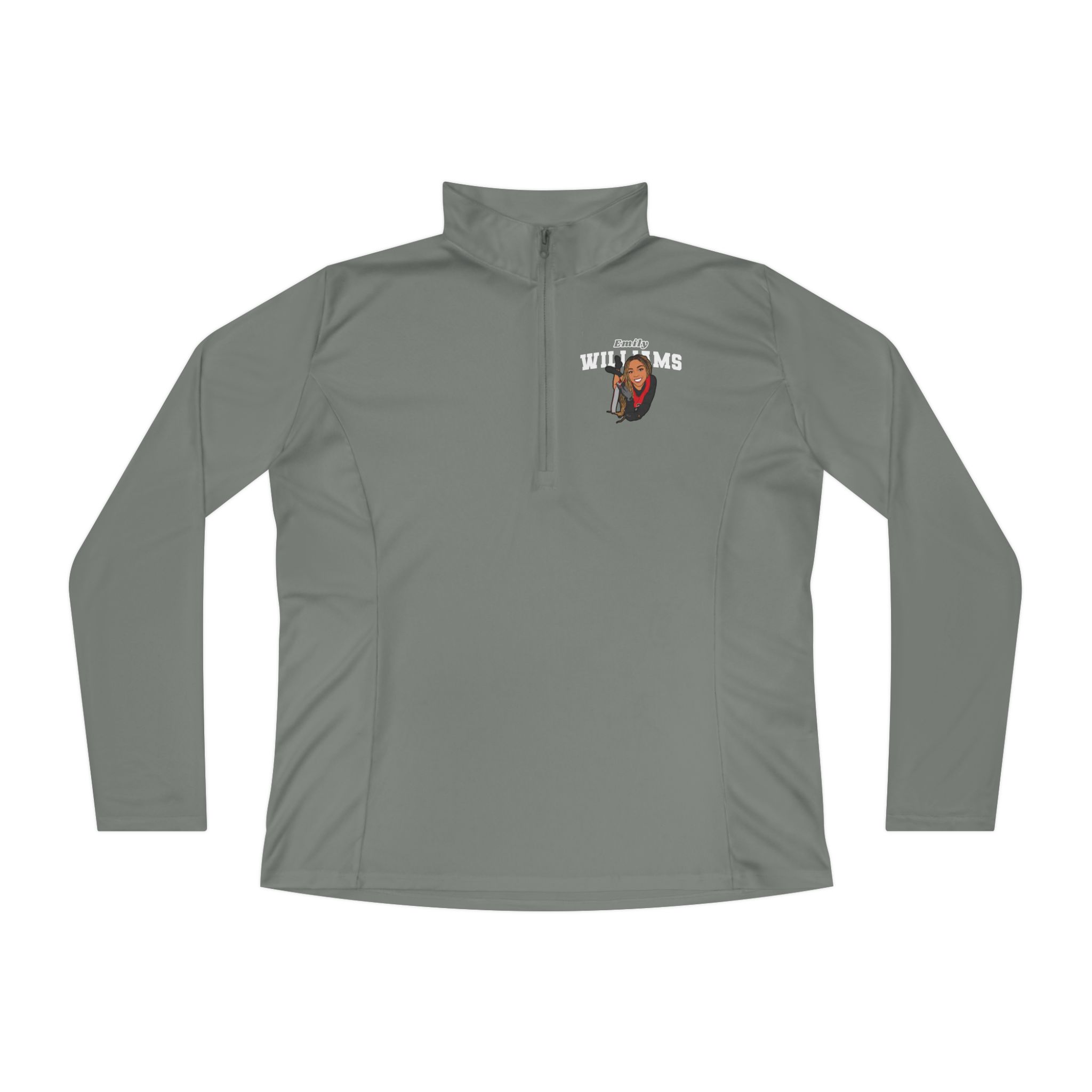 Women's Q-Zip Pullover — character_name_arch in Grey