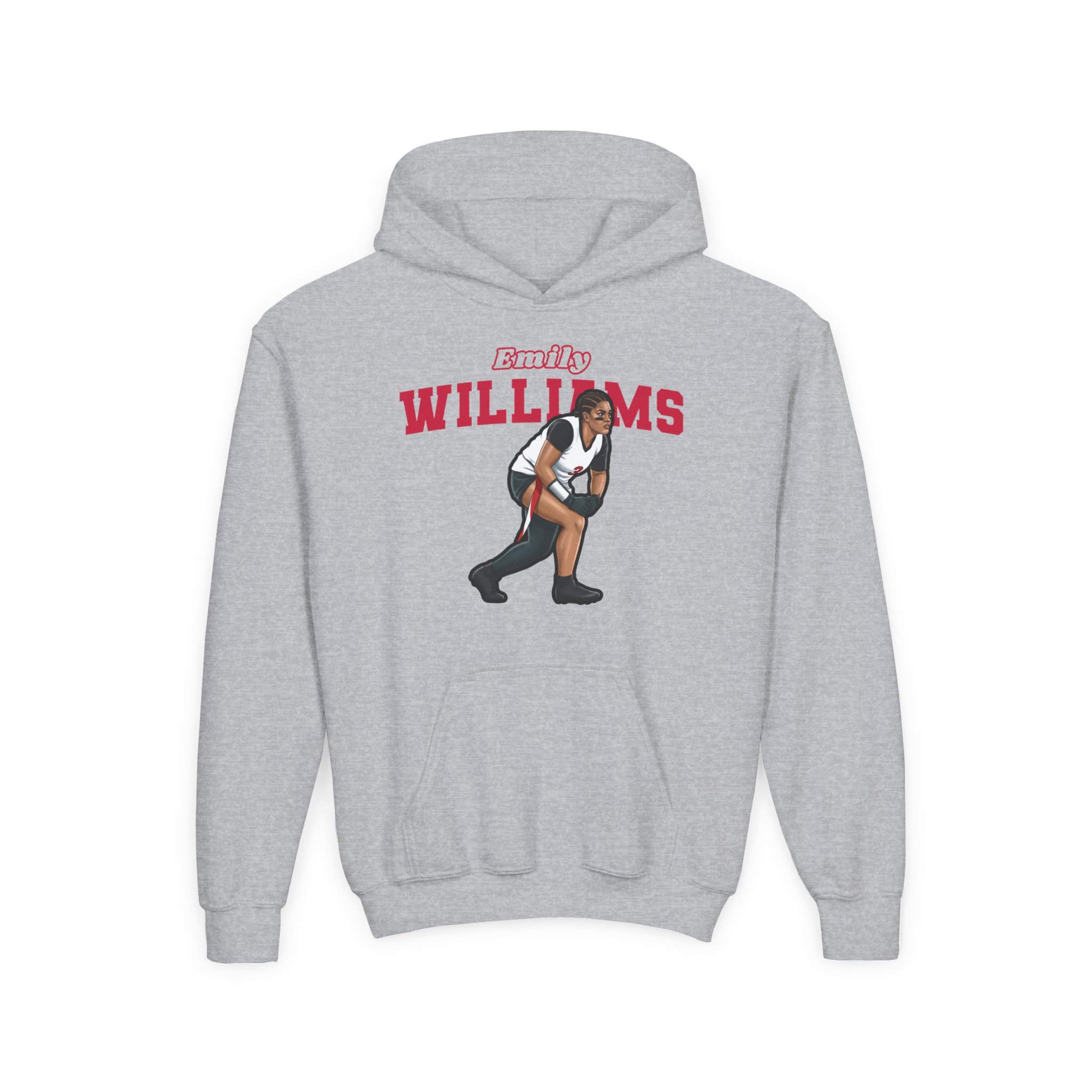 Youth Hoodie — character_name_arch in Grey