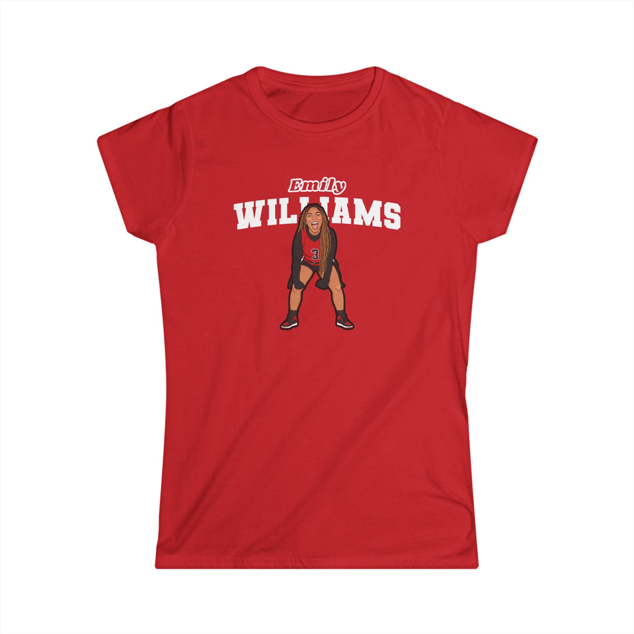 Women's Softstyle Tee — character_name_arch in Red