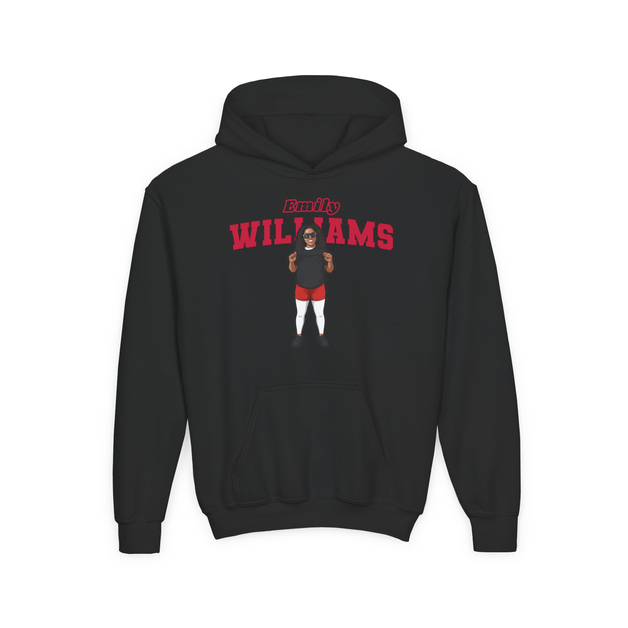 Youth Hoodie — character_name_arch in Black