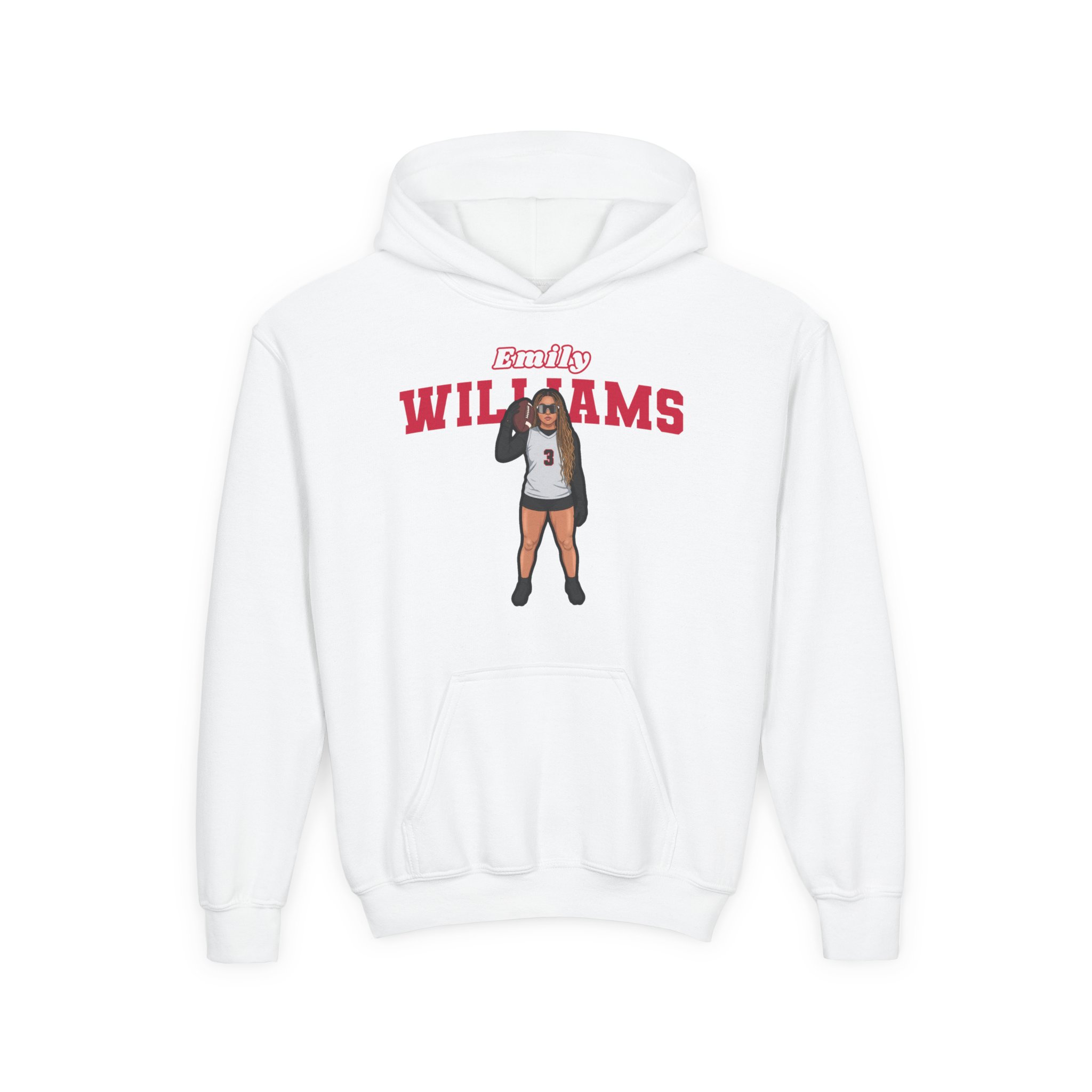 Youth Hoodie — character_name_arch in White