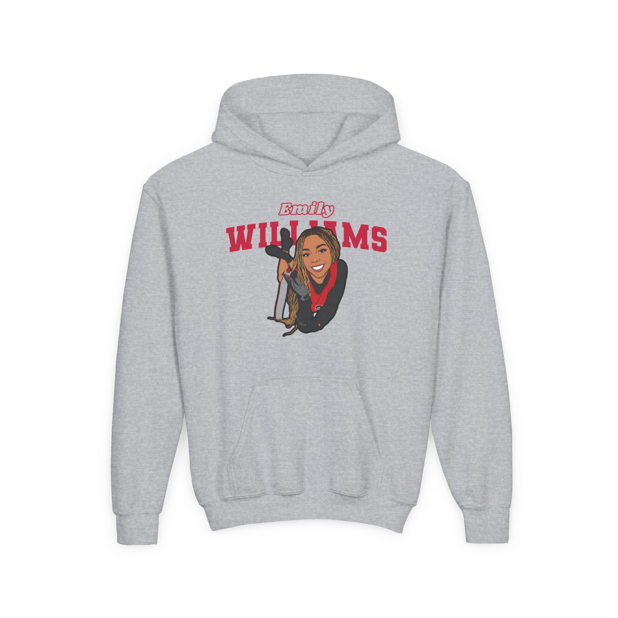Youth Hoodie — character_name_arch in Grey