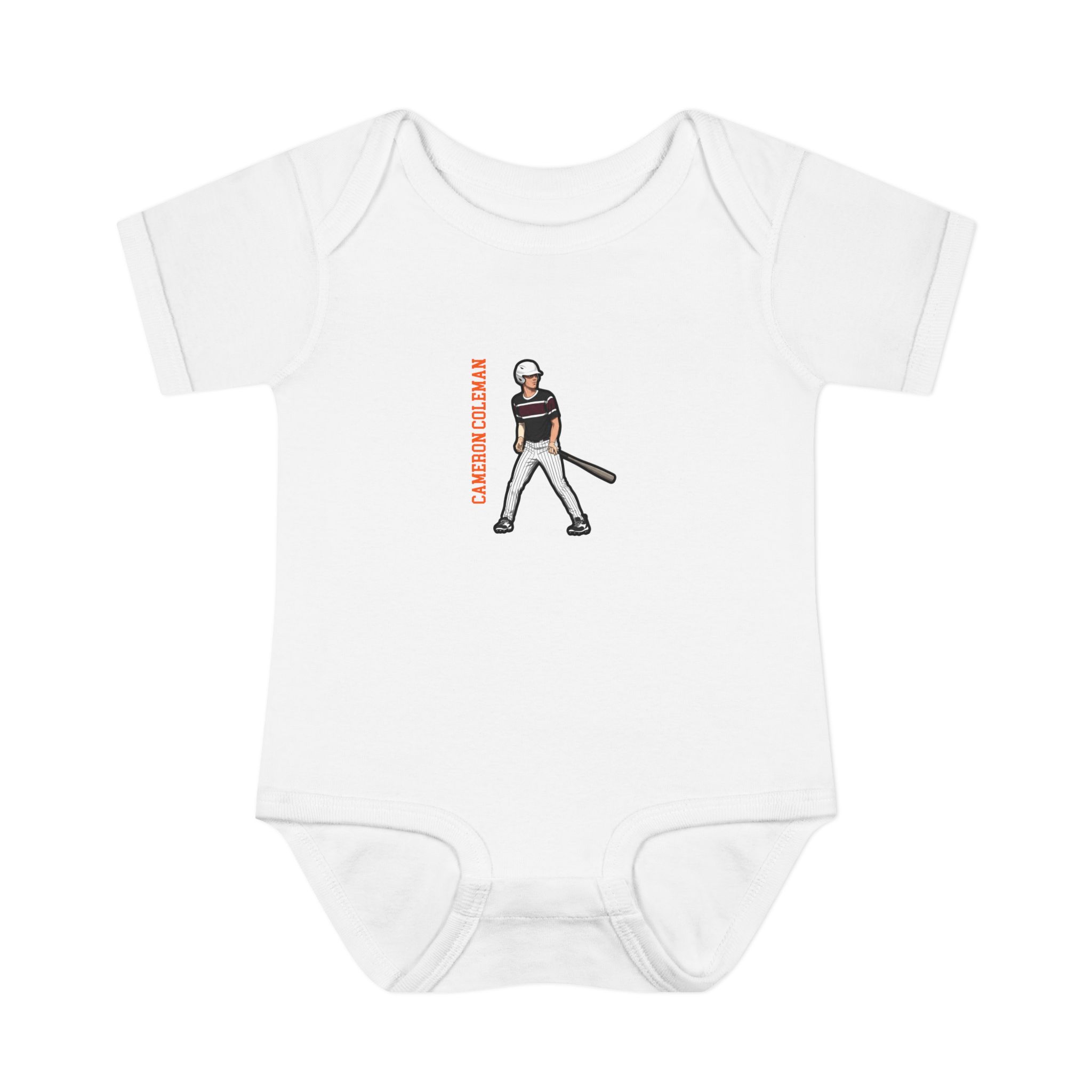 Baby Onesie — character_name_vertical in White