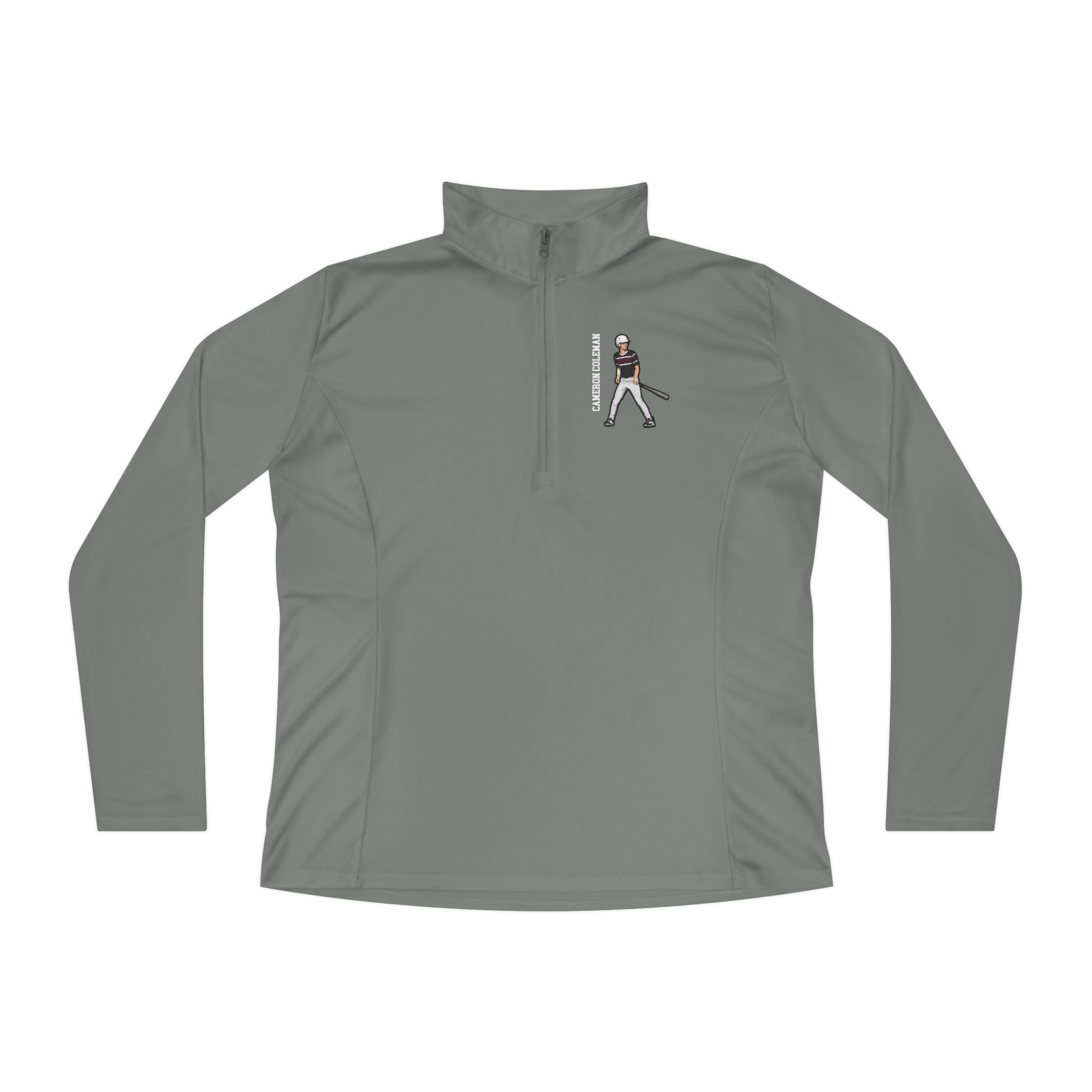 Women's Q-Zip Pullover — character_name_vertical in Grey