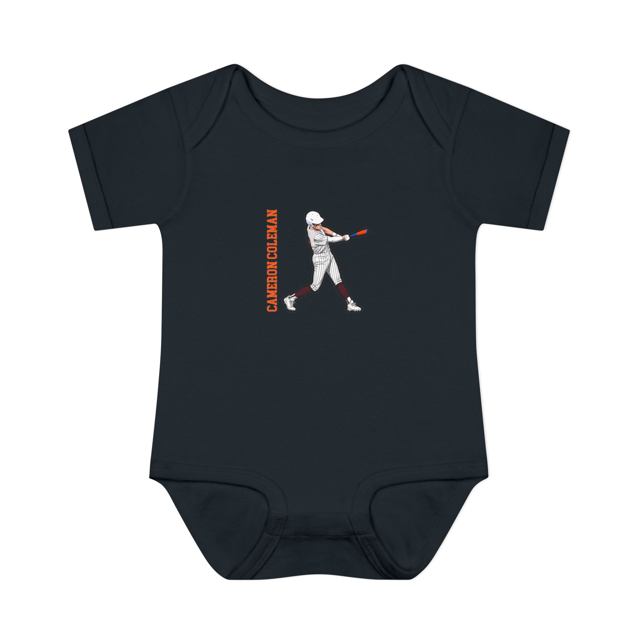 Baby Onesie — character_name_vertical in Black