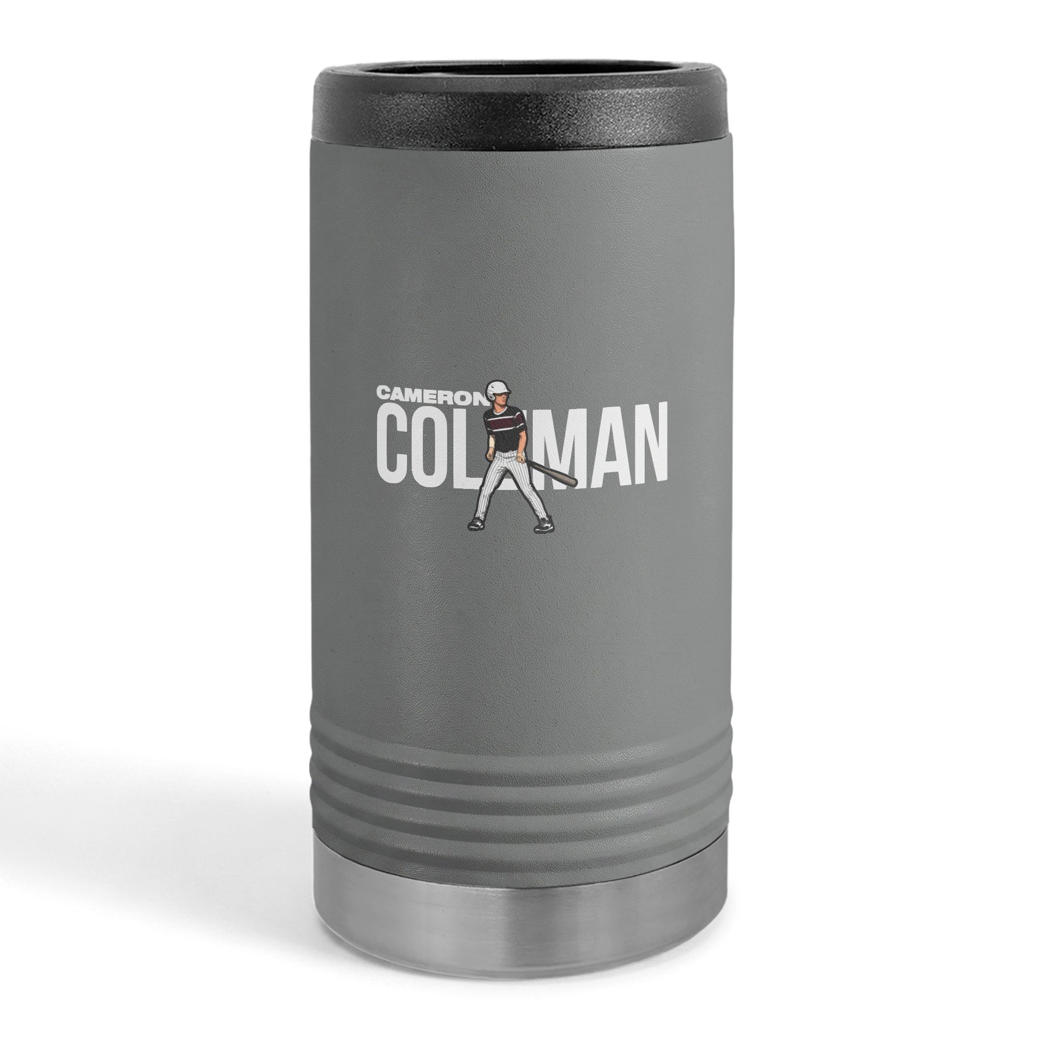 Slim Stainless Can Cooler — character_player_name in Grey