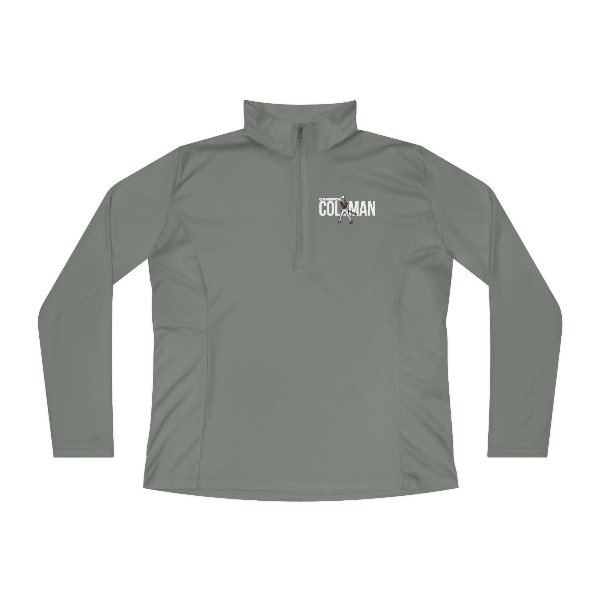 Women's Q-Zip Pullover — character_player_name in Grey