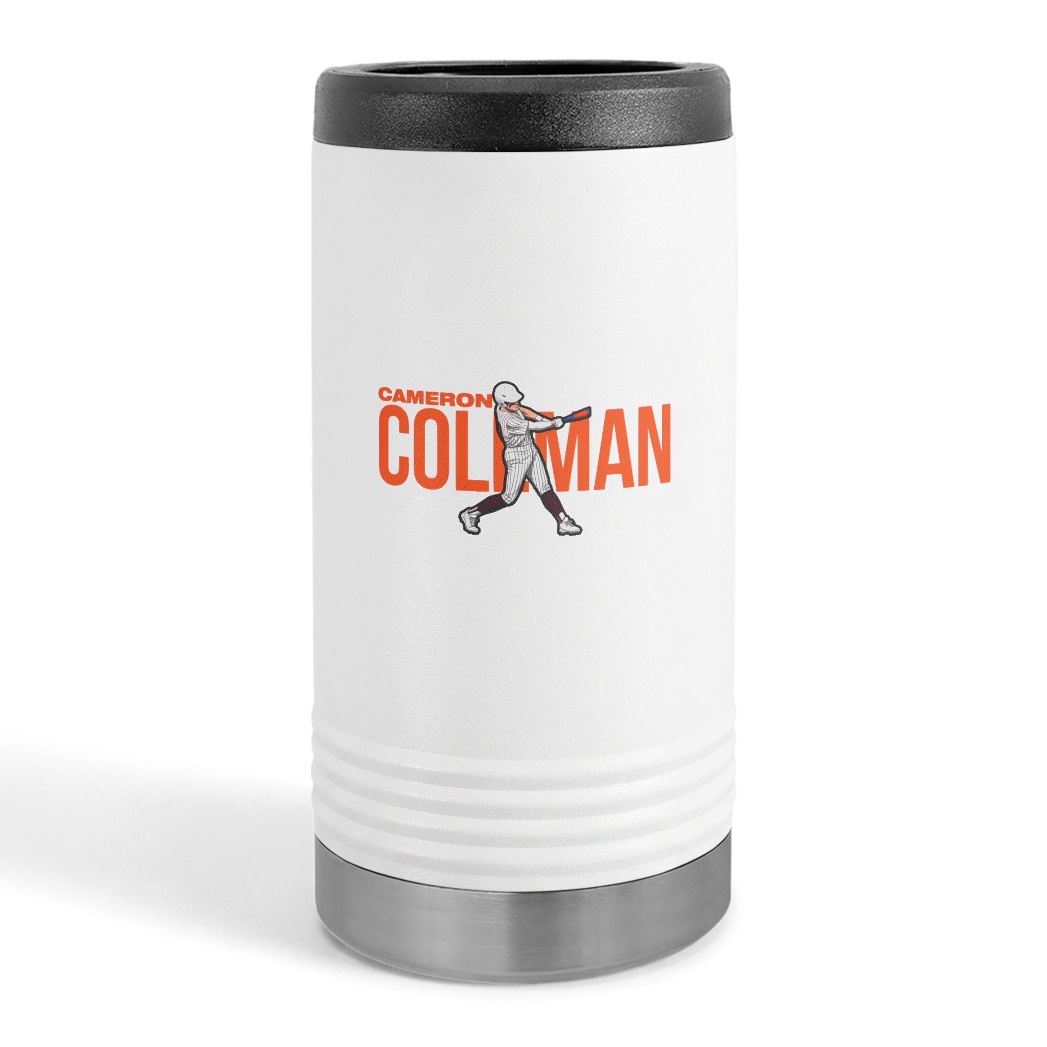 Slim Stainless Can Cooler — character_player_name in White