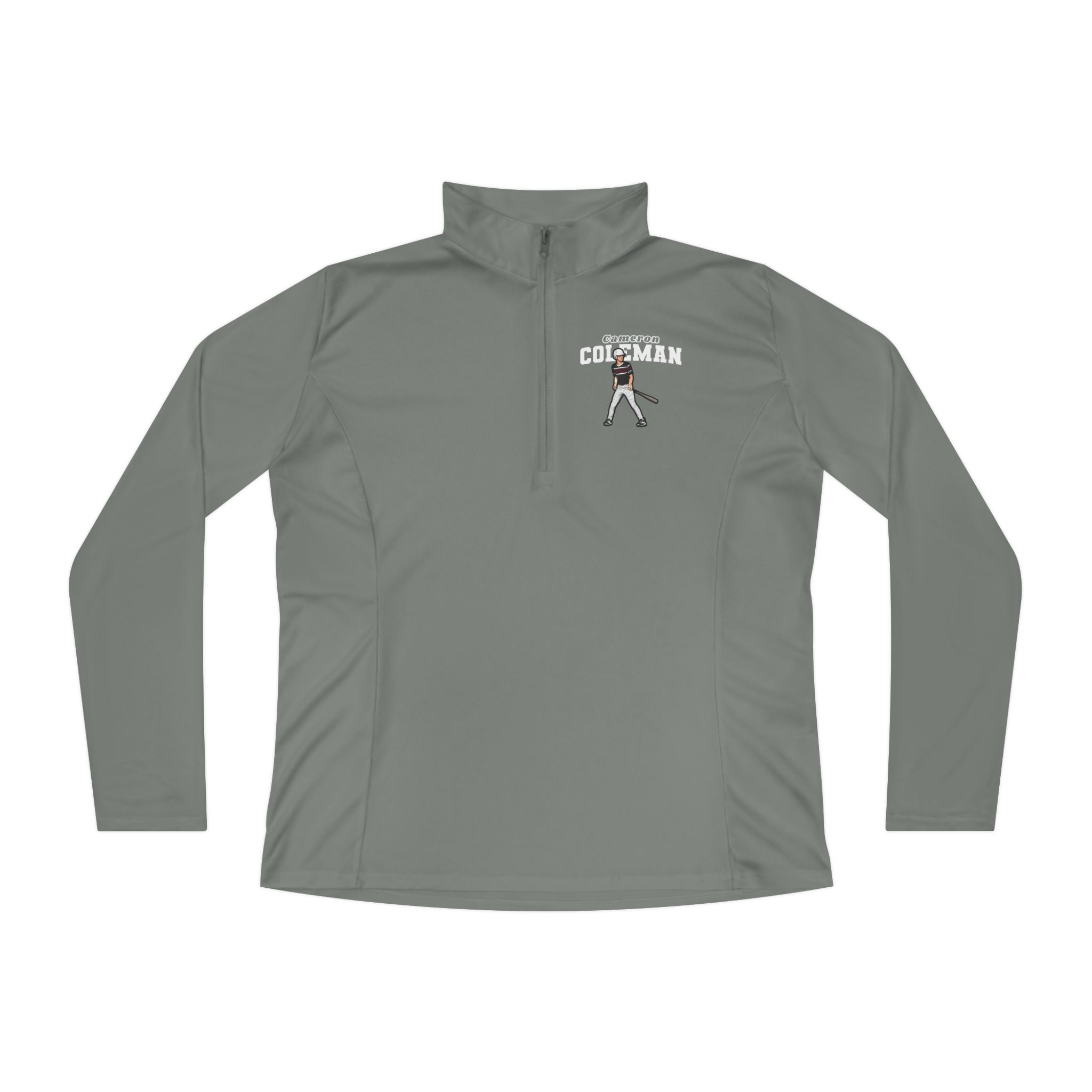 Women's Q-Zip Pullover — character_name_arch in Grey