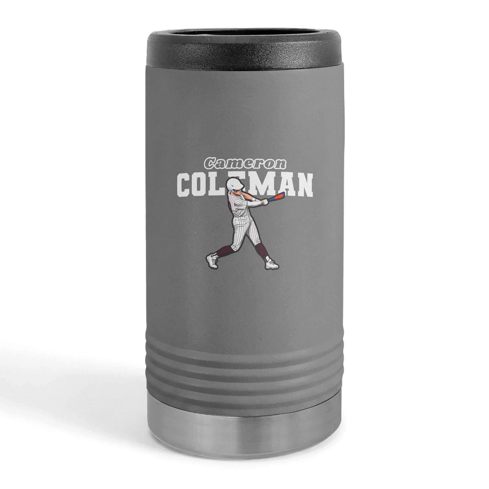 Slim Stainless Can Cooler — character_name_arch in Grey